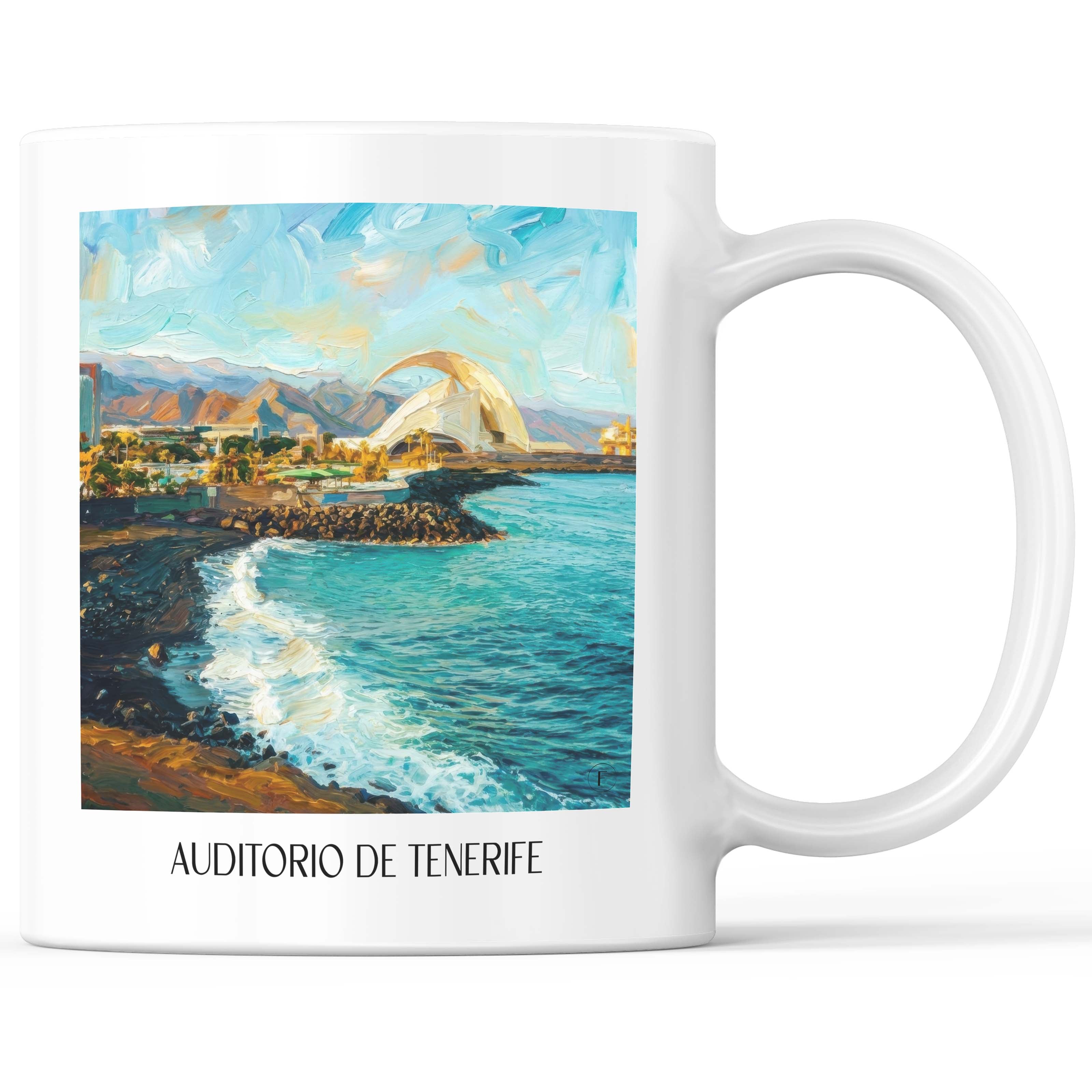 Auditorio de Tenerife Kaffeebecher - Spanien - Spanien Becher - Kaffeetasse im Ölgemälde Stil - favplace