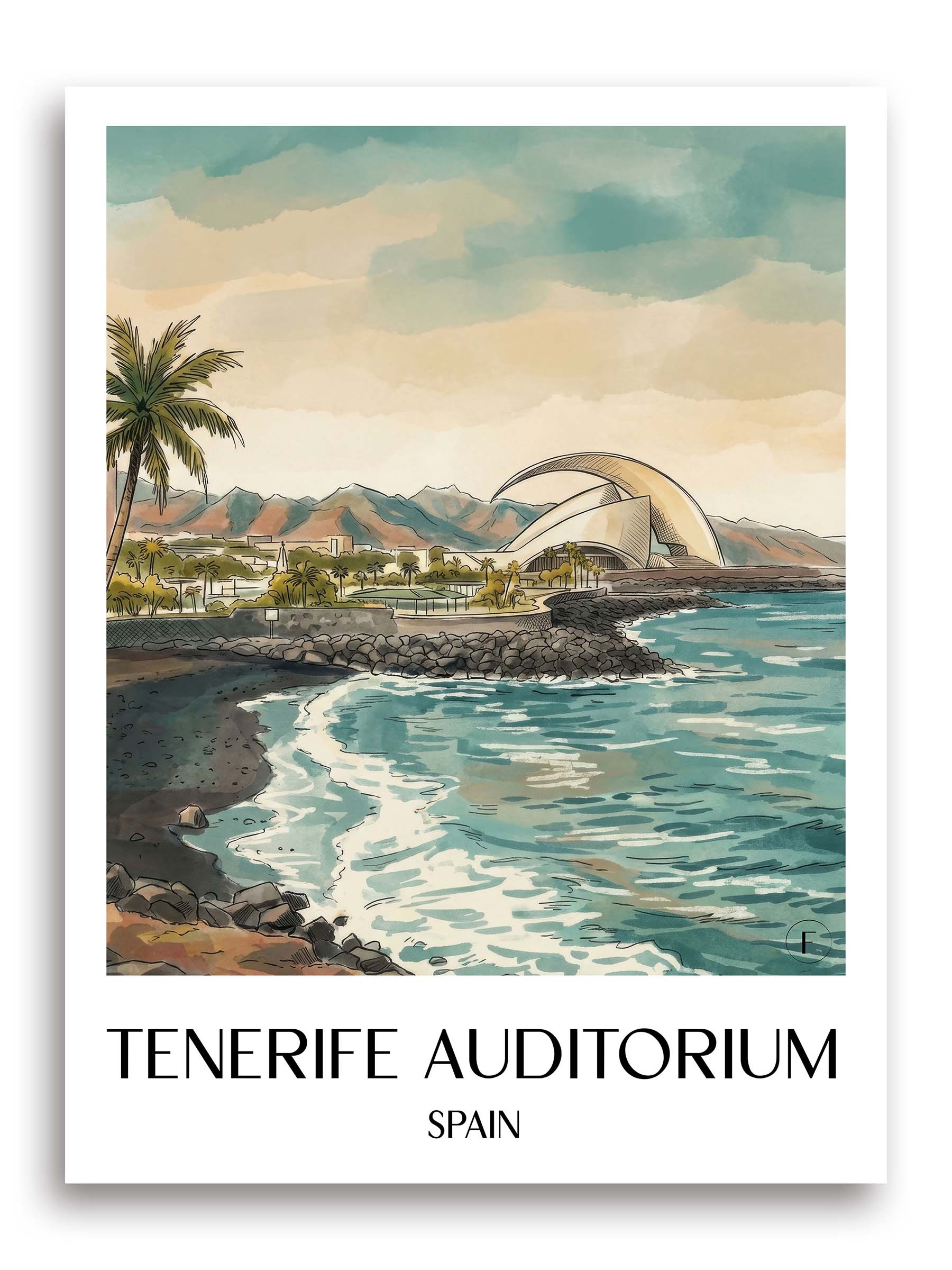 Auditorio de Tenerife Poster - Spanien - Spanien Kunstdruck - Aquarell von A4 bis A1 - favplace