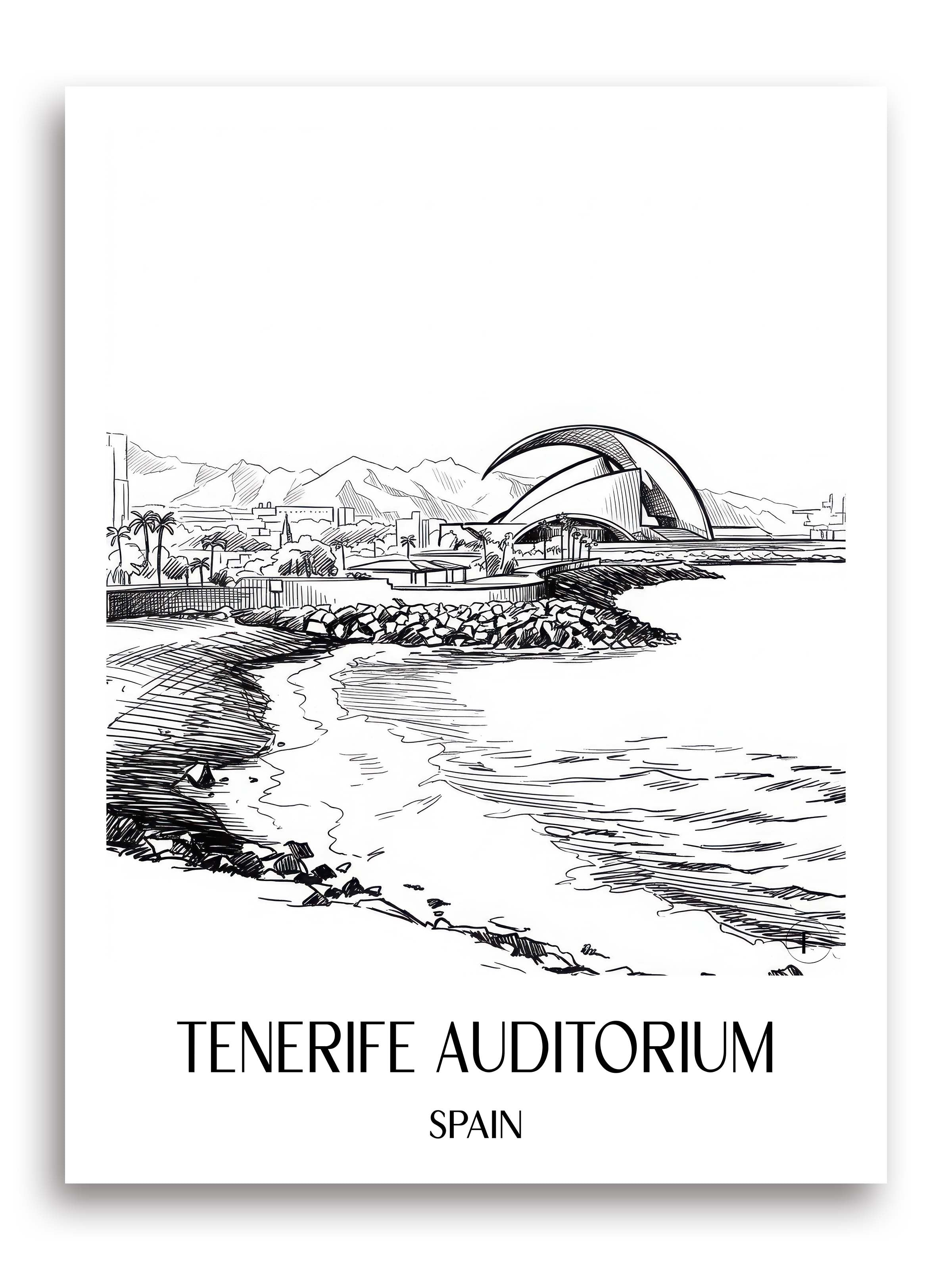 Auditorio de Tenerife Poster - Spanien - Spanien Kunstdruck - Skizze von A4 bis A1 - favplace