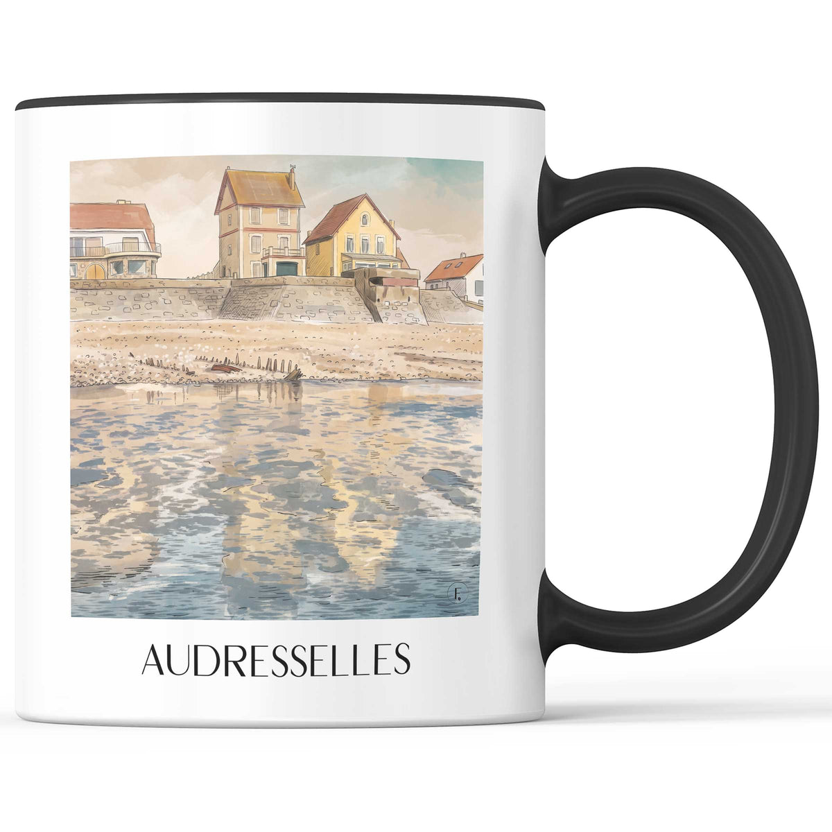 Audresselles Kaffeebecher - Côte d'Opale - Frankreich Becher - Kaffeetasse im Aquarell Stil - favplace