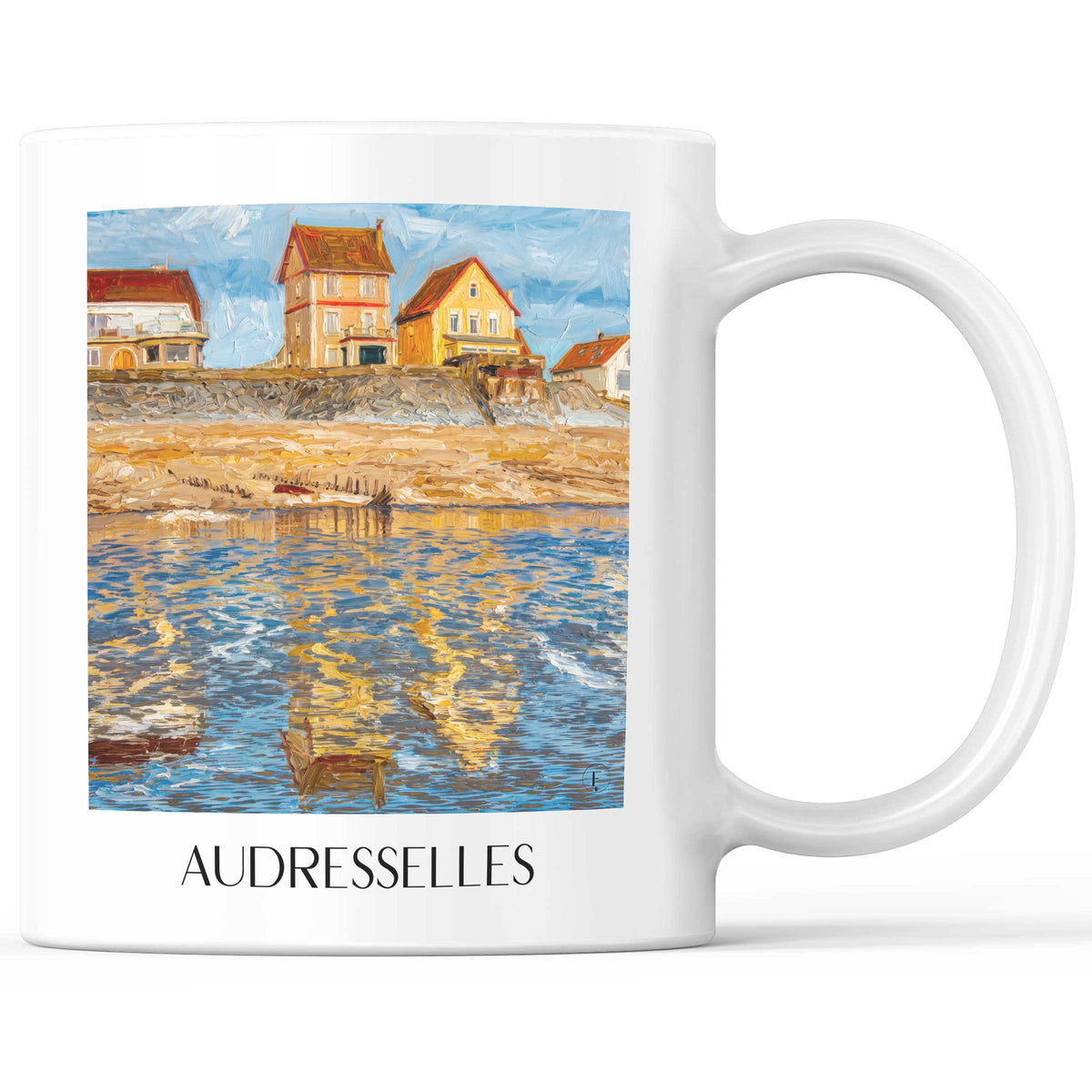 Audresselles Kaffeebecher - Côte d'Opale - Frankreich Becher - Kaffeetasse im Ölgemälde Stil - favplace