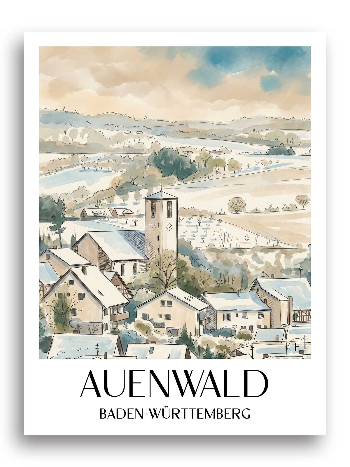 auenwald-baden-württemberg-deutschland-poster-aquarell