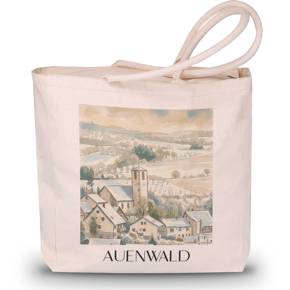 auenwald-baden-württemberg-deutschland-einkaufstasche-aquarell
