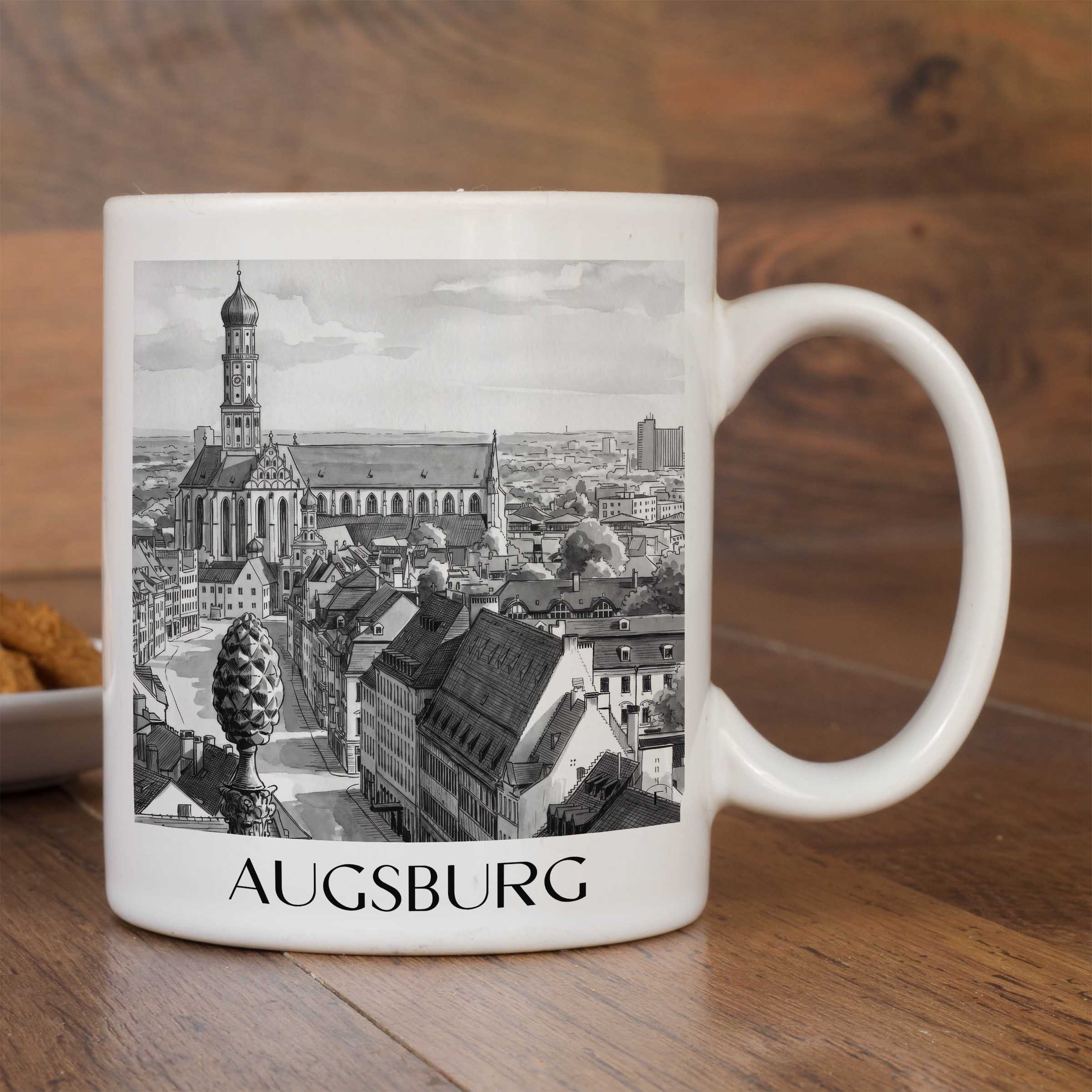augsburg-deutschland-kaffeebecher-aquarell-schwarz-weiss