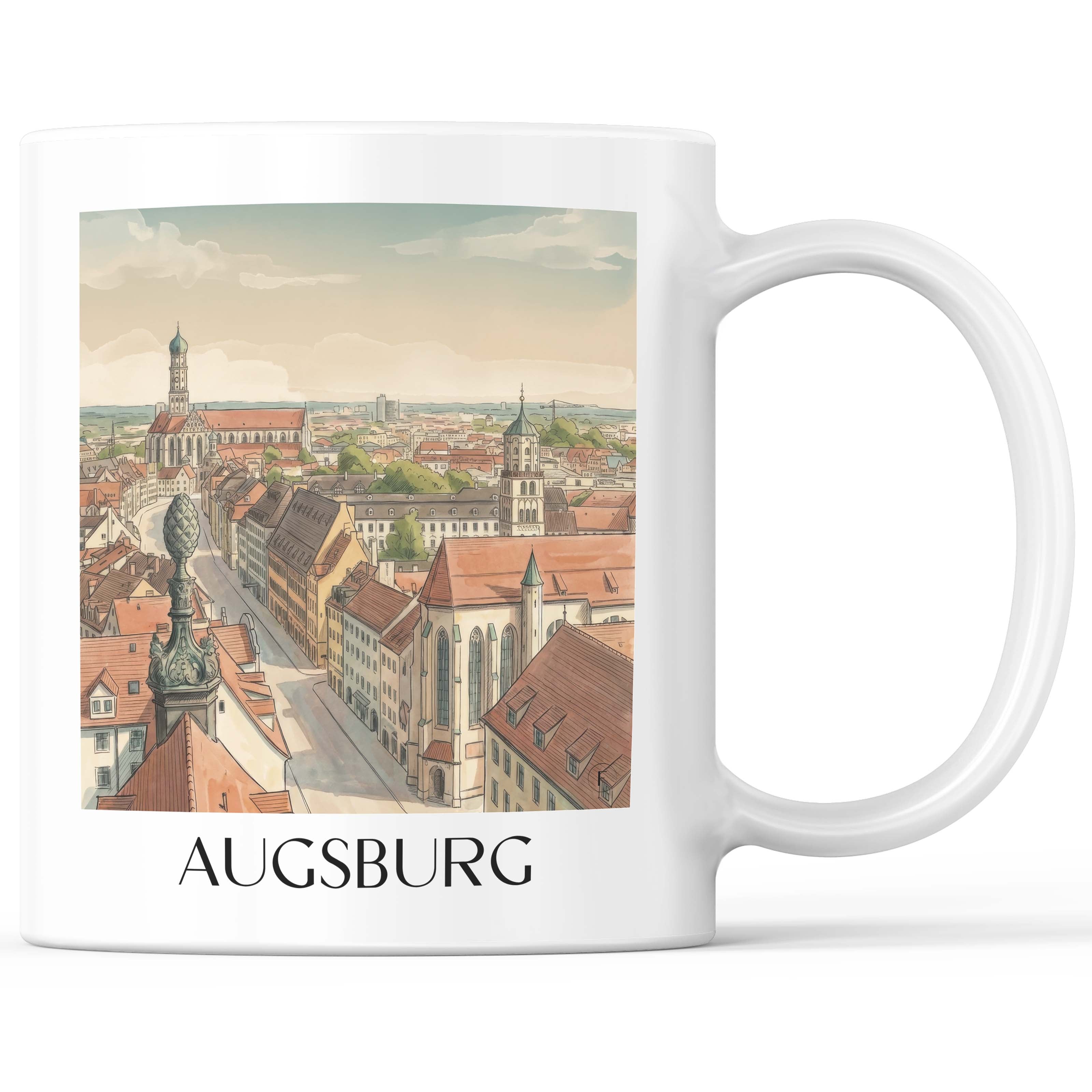Augsburg - Deutschland Becher - Kaffeetasse im Aquarell Stil - favplace