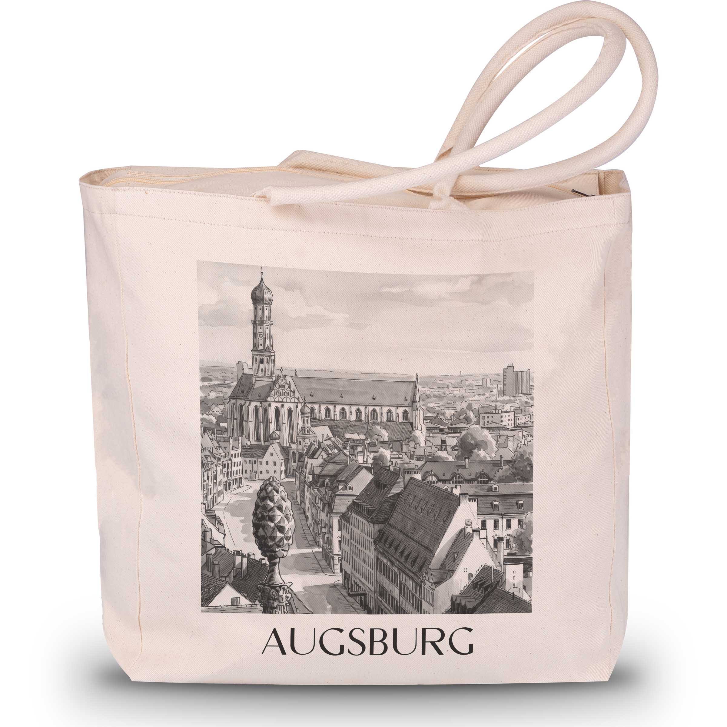augsburg-deutschland-einkaufstasche-aquarell-schwarz-weiss