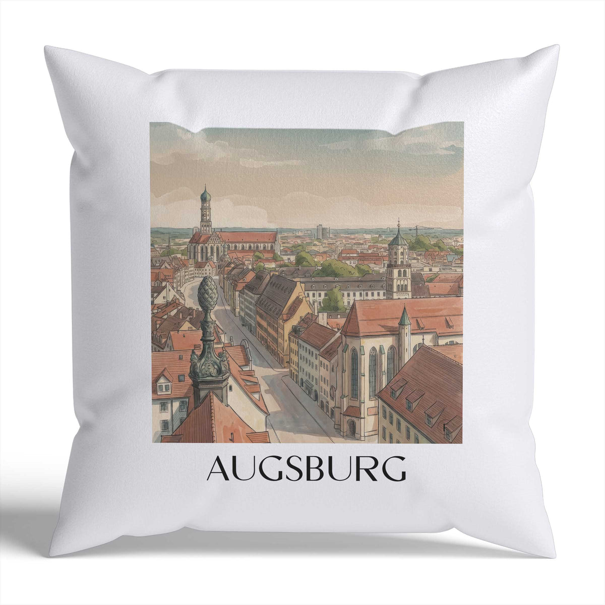 Augsburg Kissenhülle - Zierkissen Bezug - Deutschland - Deutschland Kissen bzw. Kissenbezug im Aquarell Stil - favplace