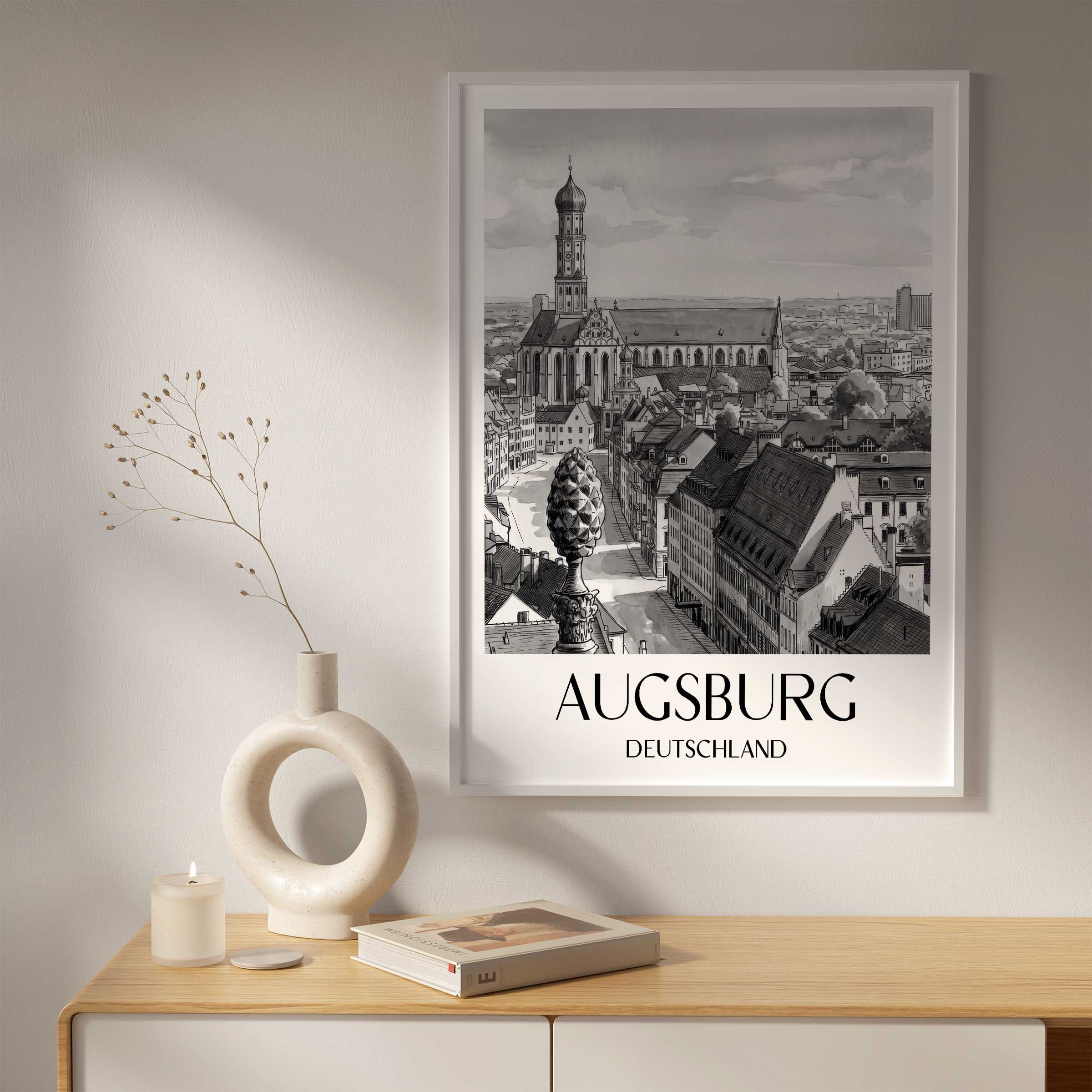 augsburg-deutschland-poster-aquarell-schwarz-weiss