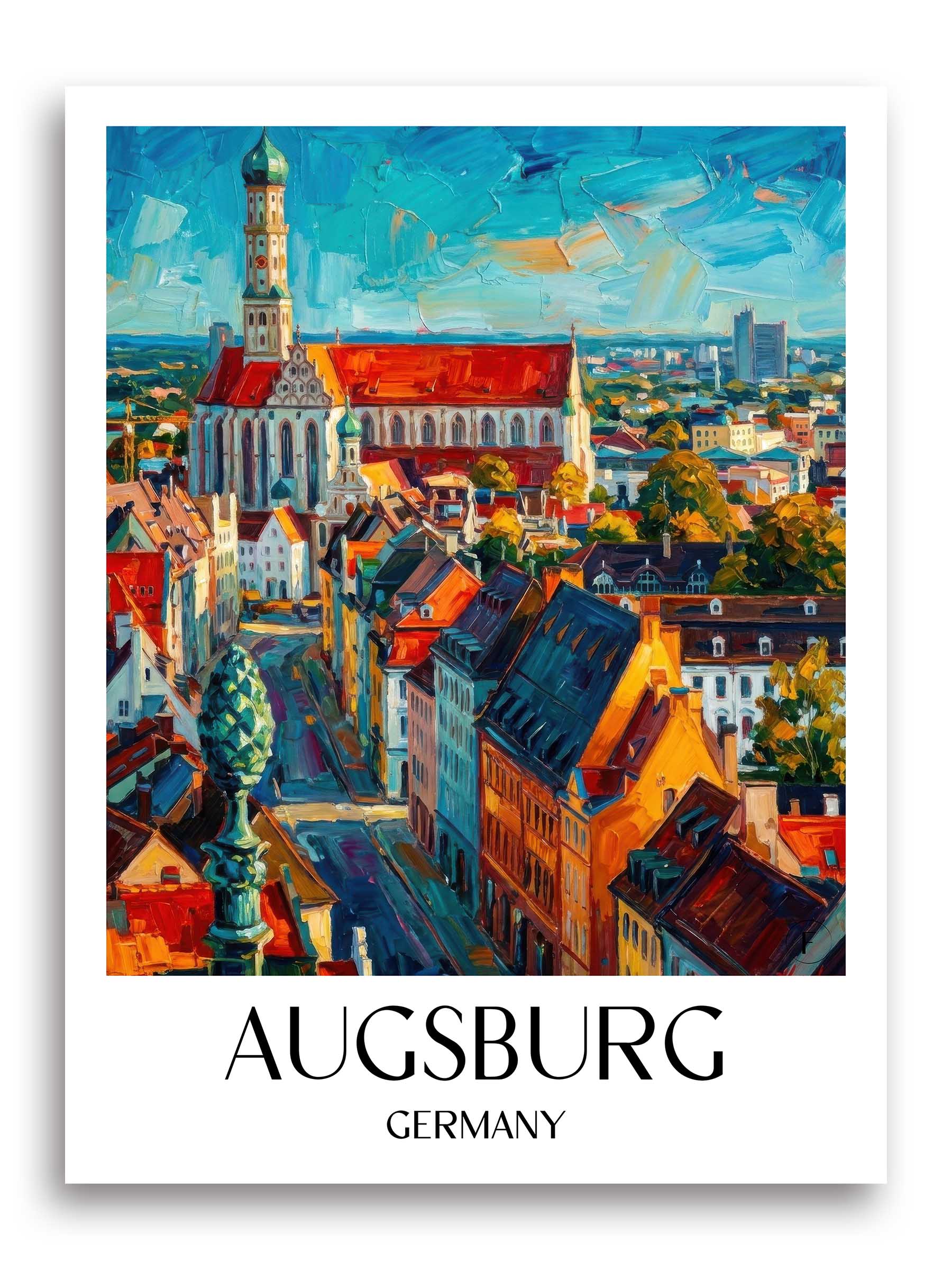 Augsburg Poster - - Deutschland Kunstdruck - Ölgemälde von A4 bis A1 - favplace