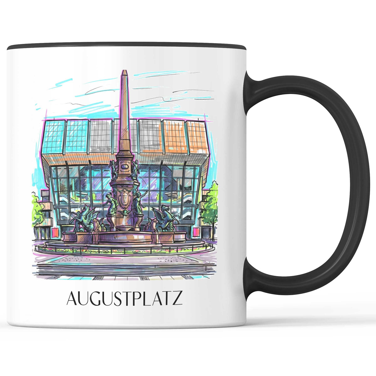 Augustplatz Kaffeebecher - Leipzig - Deutschland Becher - Kaffeetasse im Tag Graffiti Stil - favplace