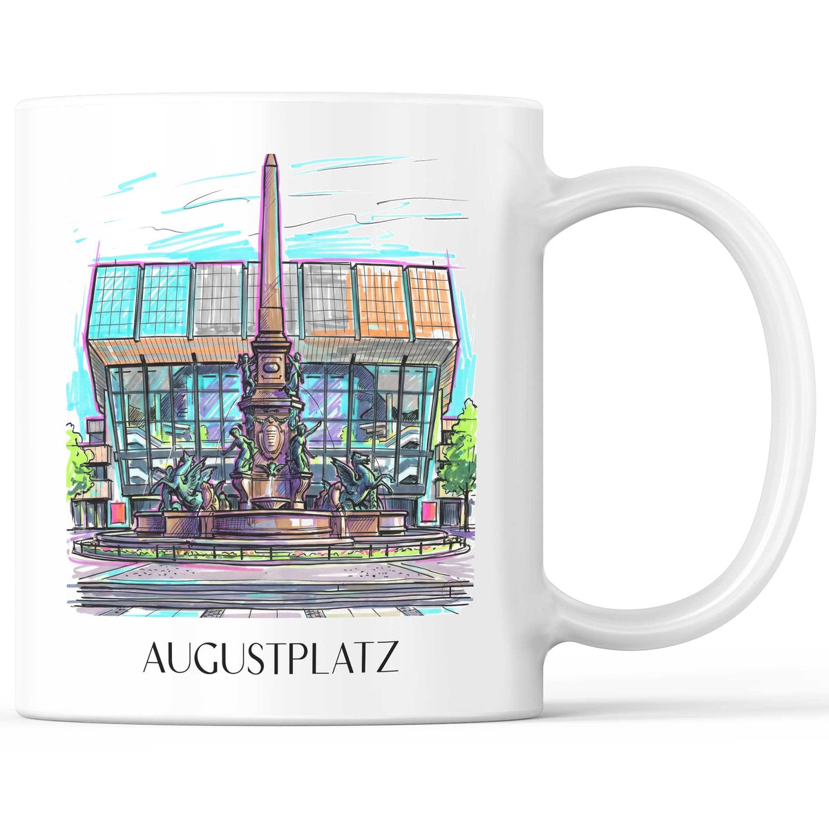 Augustplatz Kaffeebecher - Leipzig - Deutschland Becher - Kaffeetasse im Tag Graffiti Stil - favplace