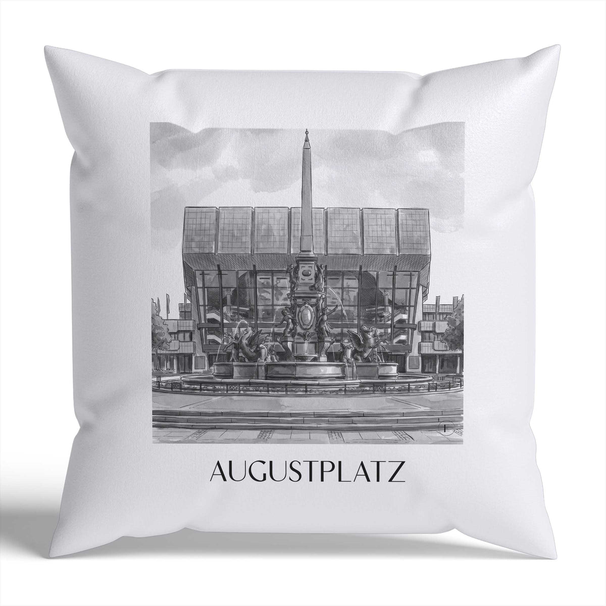 augustplatz-leipzig-deutschland-kissenbezug-aquarell-schwarz-weiss