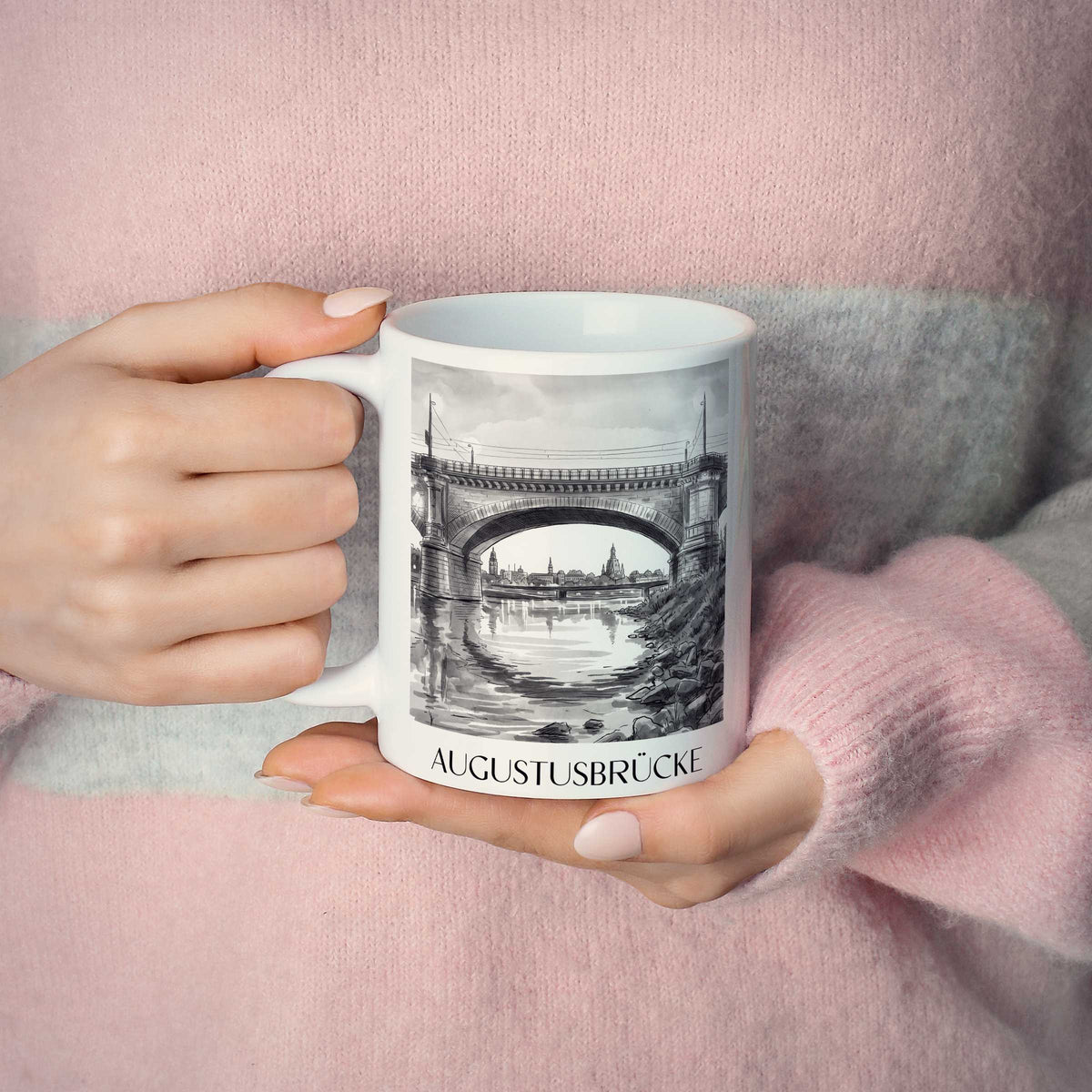 augustusbrücke-dresden-deutschland-kaffeebecher-aquarell-schwarz-weiss