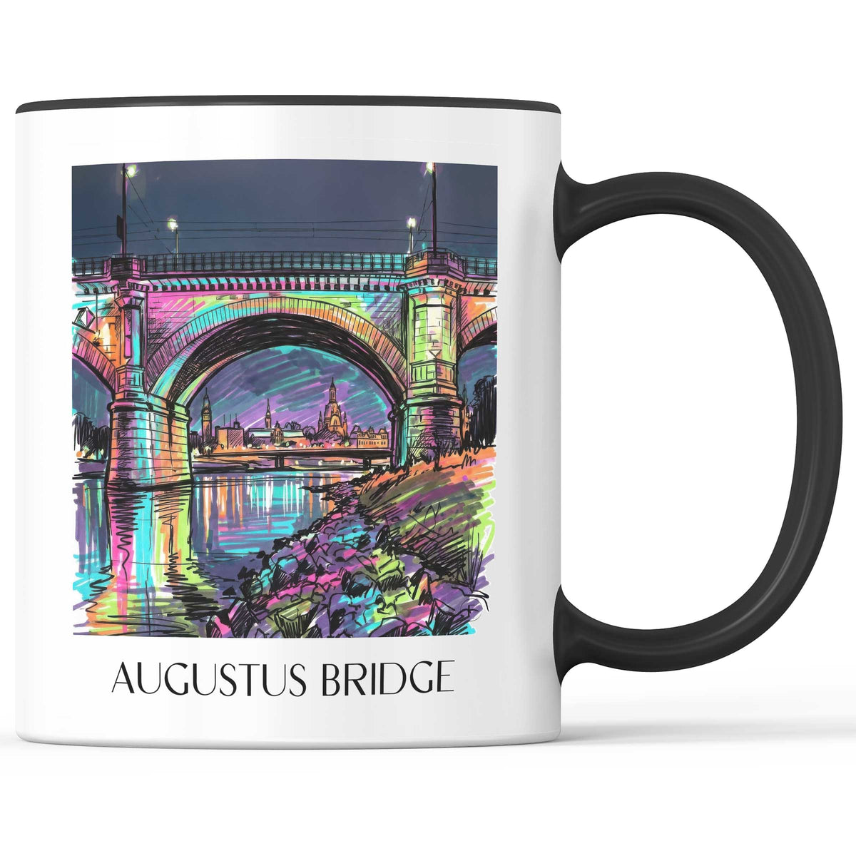 Augustusbrücke Kaffeebecher - Dresden - Deutschland Becher - Kaffeetasse im Tag Graffiti Stil - favplace