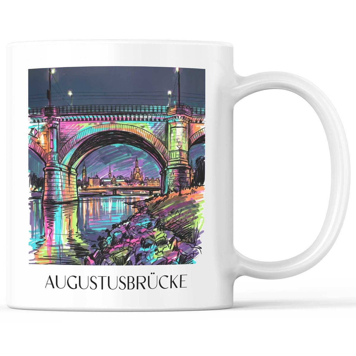Augustusbrücke Kaffeebecher - Dresden - Deutschland Becher - Kaffeetasse im Tag Graffiti Stil - favplace