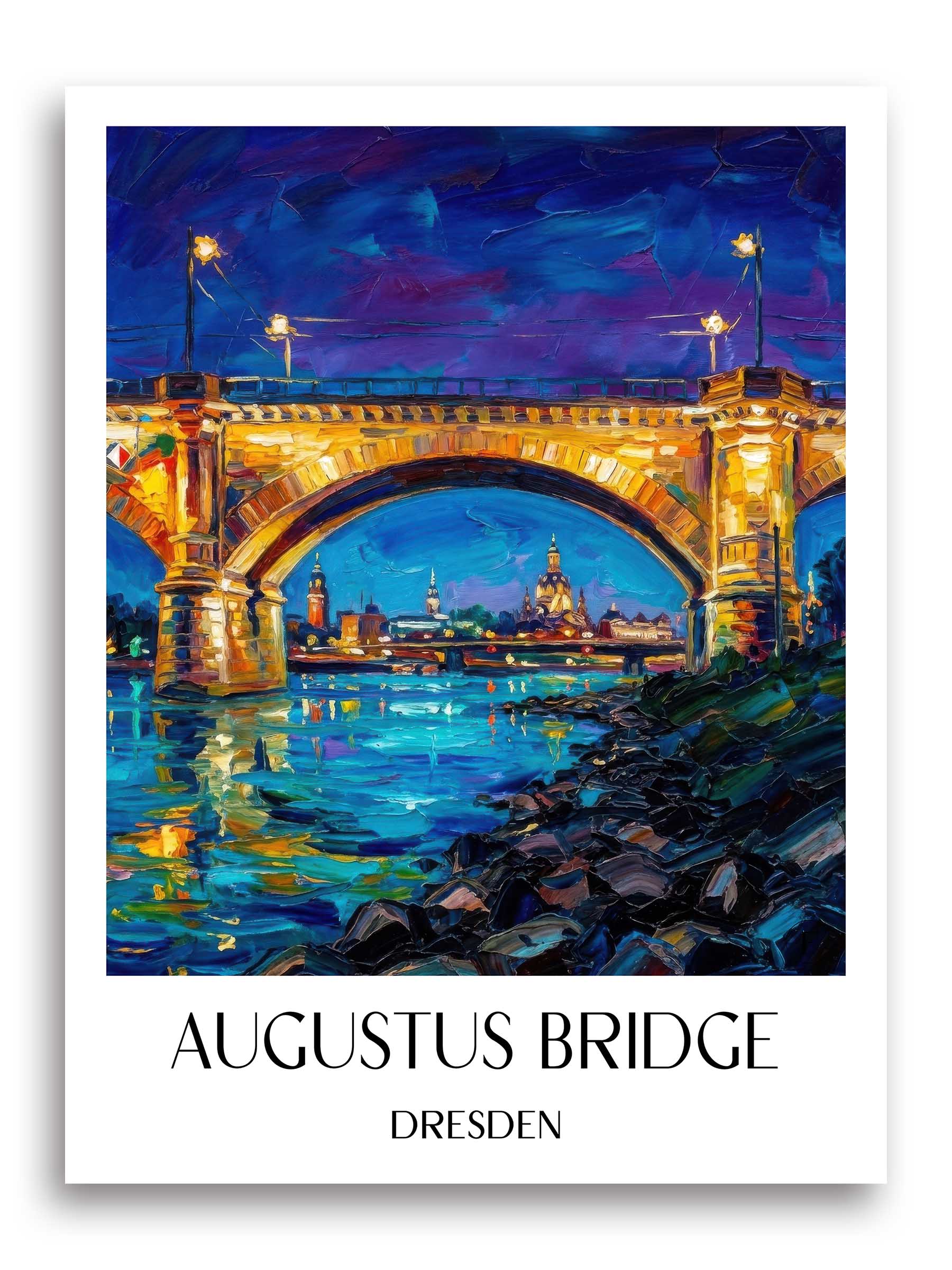 Augustusbrücke Poster - Dresden - Deutschland Kunstdruck - Ölgemälde von A4 bis A1 - favplace