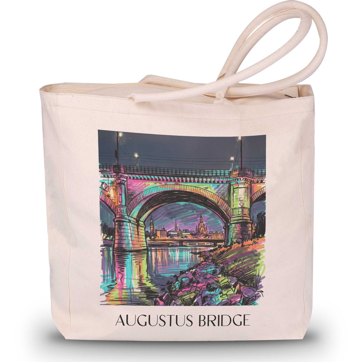 Augustusbrücke Shopping Tasche - Dresden - Deutschland Tote Bag - Einkaufstasche im Tag Graffiti Stil - favplace