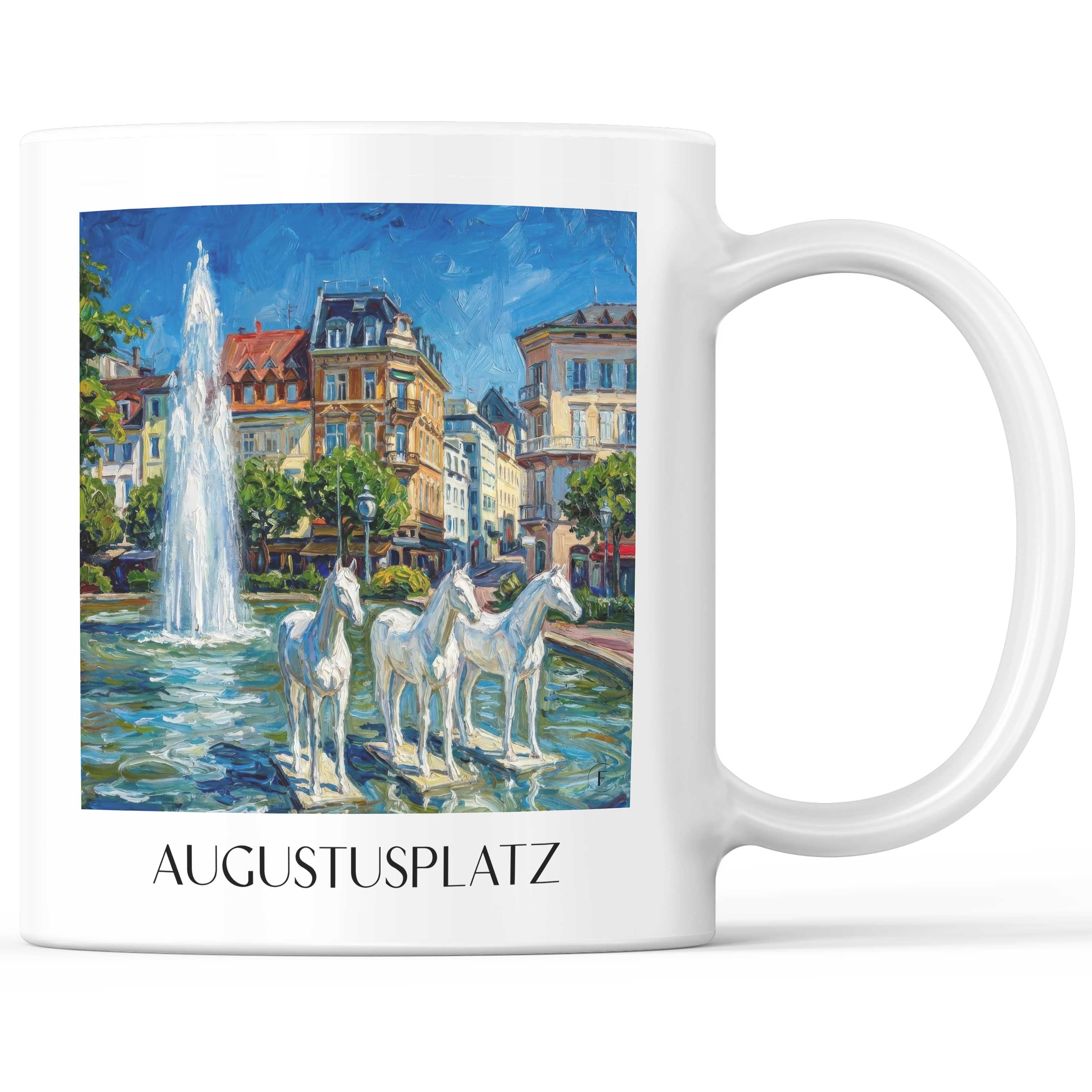 Augustusplatz Kaffeebecher - Baden-Baden - Deutschland Becher - Kaffeetasse im Ölgemälde Stil - favplace