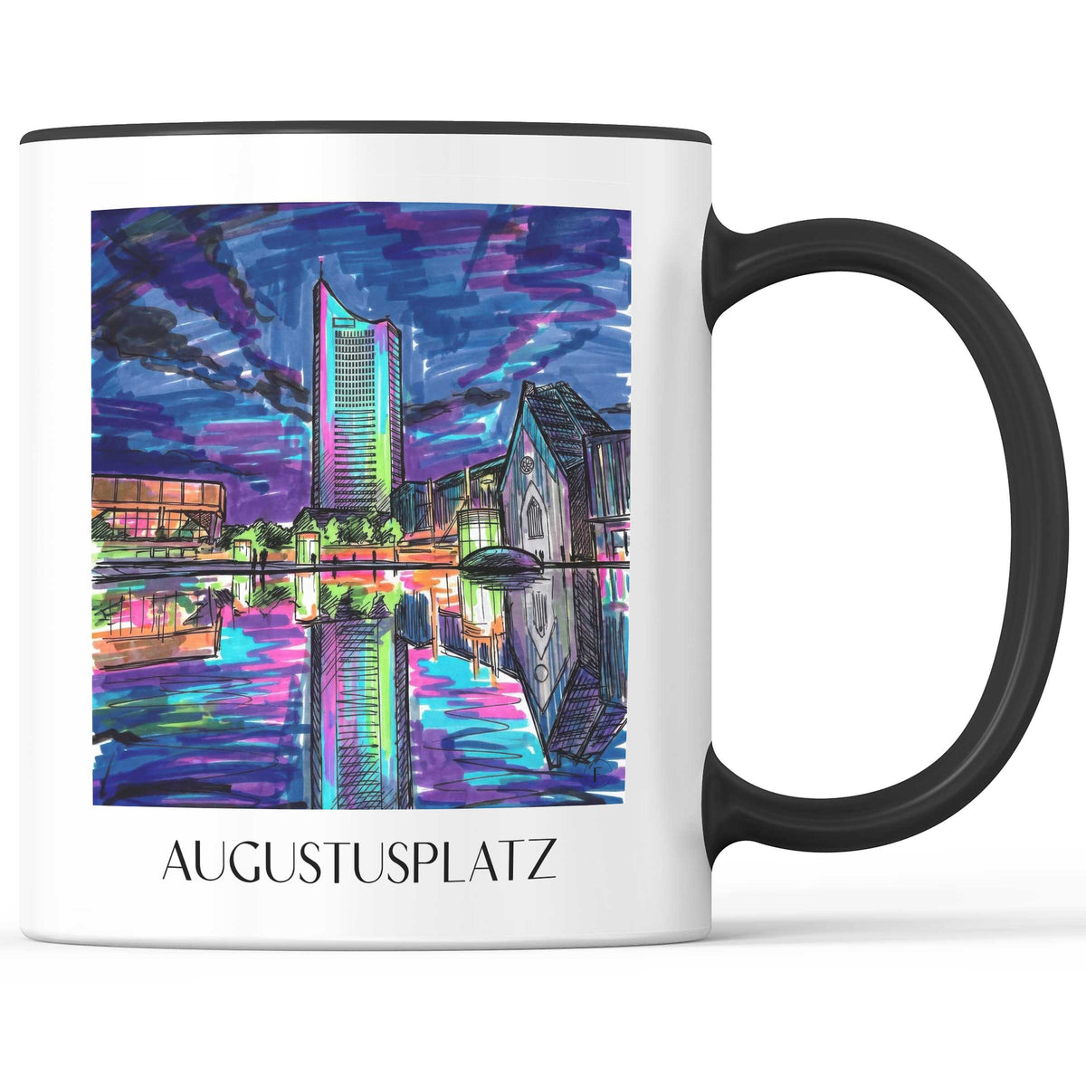 Augustusplatz Kaffeebecher - Leipzig - Deutschland Becher - Kaffeetasse im Tag Graffiti Stil - favplace