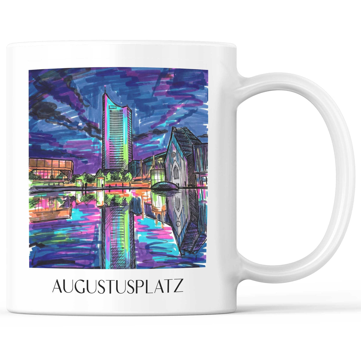Augustusplatz Kaffeebecher - Leipzig - Deutschland Becher - Kaffeetasse im Tag Graffiti Stil - favplace