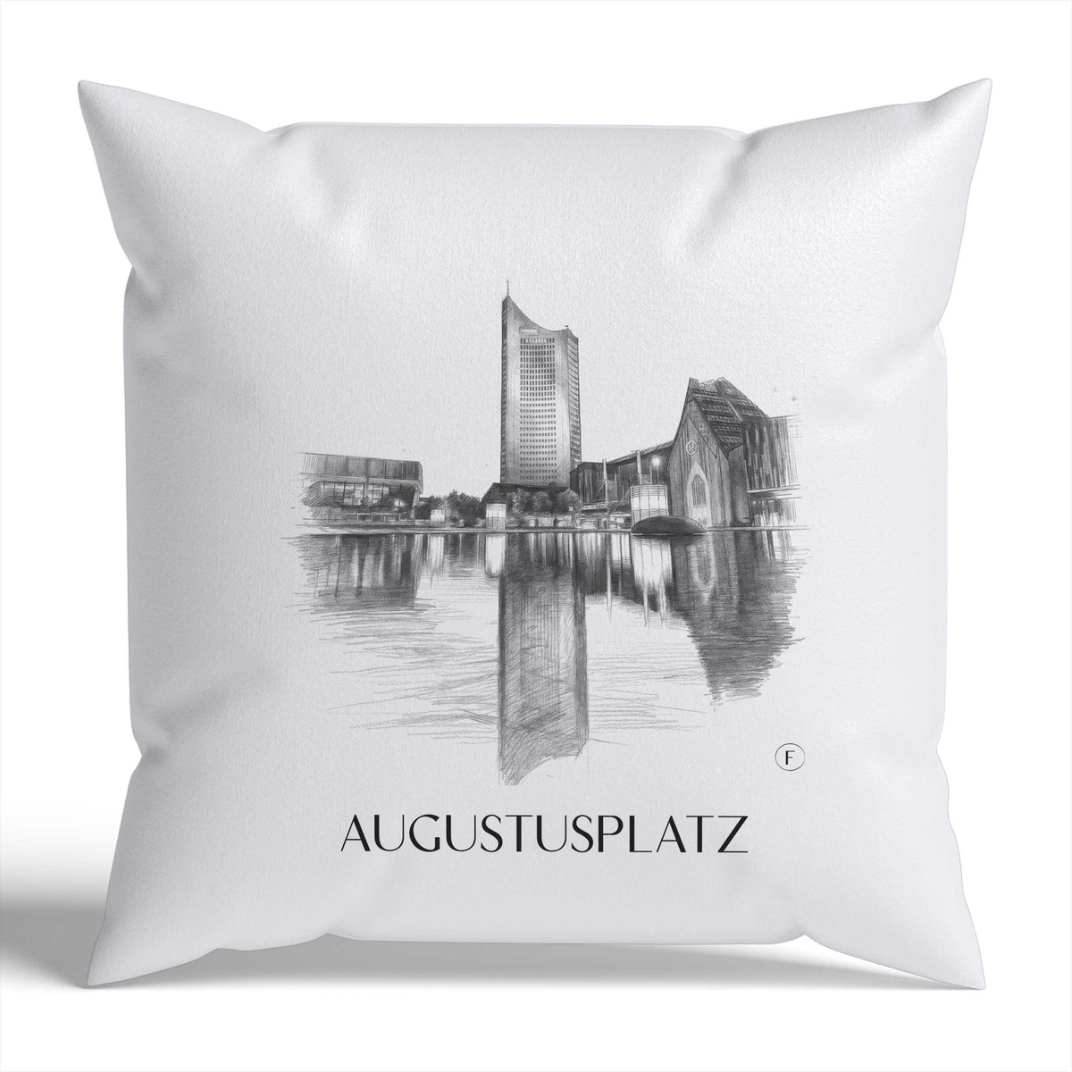 Augustusplatz Kissenhülle - Zierkissen Bezug - Leipzig - Deutschland Kissen bzw. Kissenbezug im Zeichnung Stil - favplace