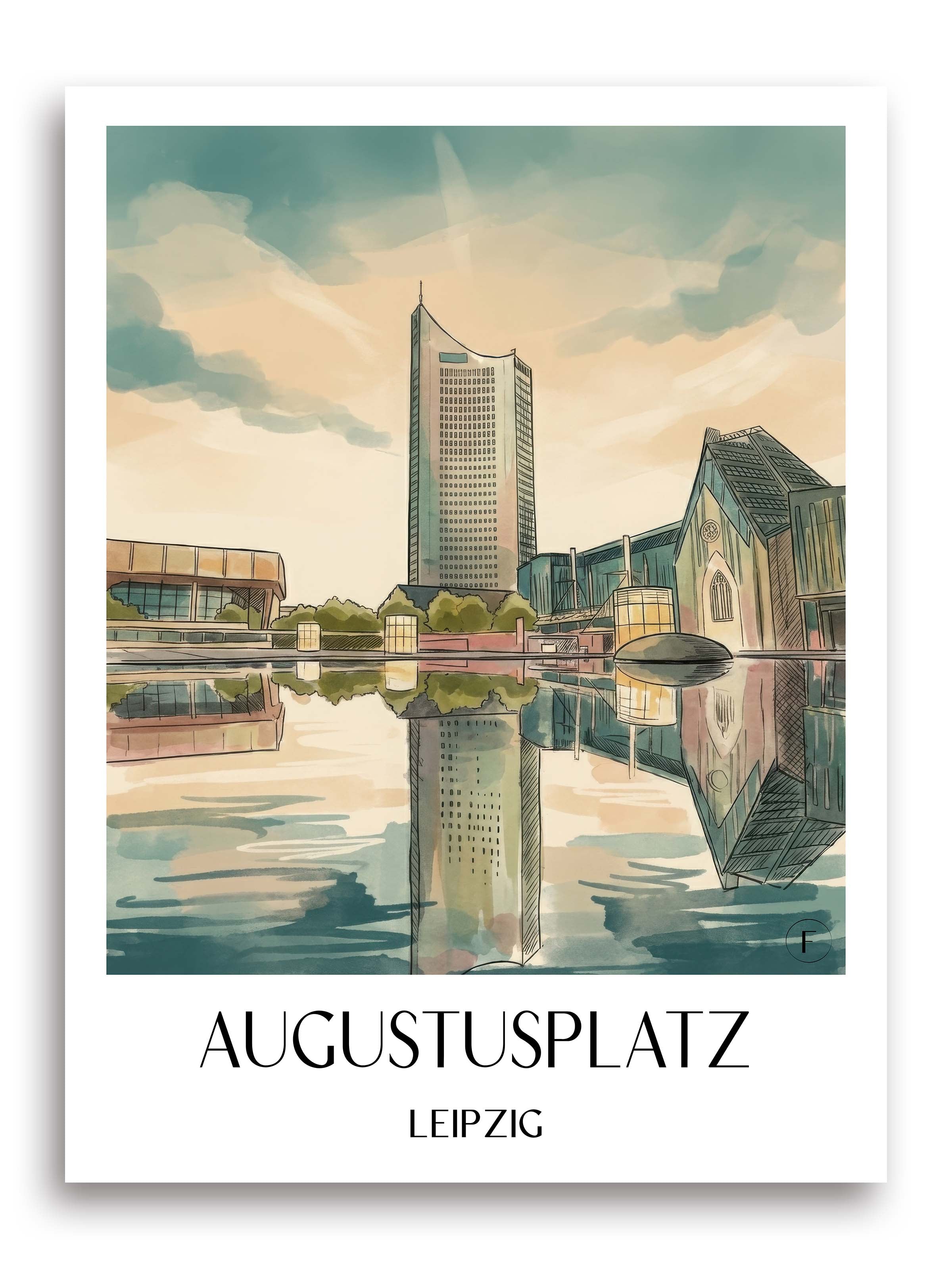 Augustusplatz Poster - Leipzig - Deutschland Kunstdruck - Aquarell von A4 bis A1 - favplace