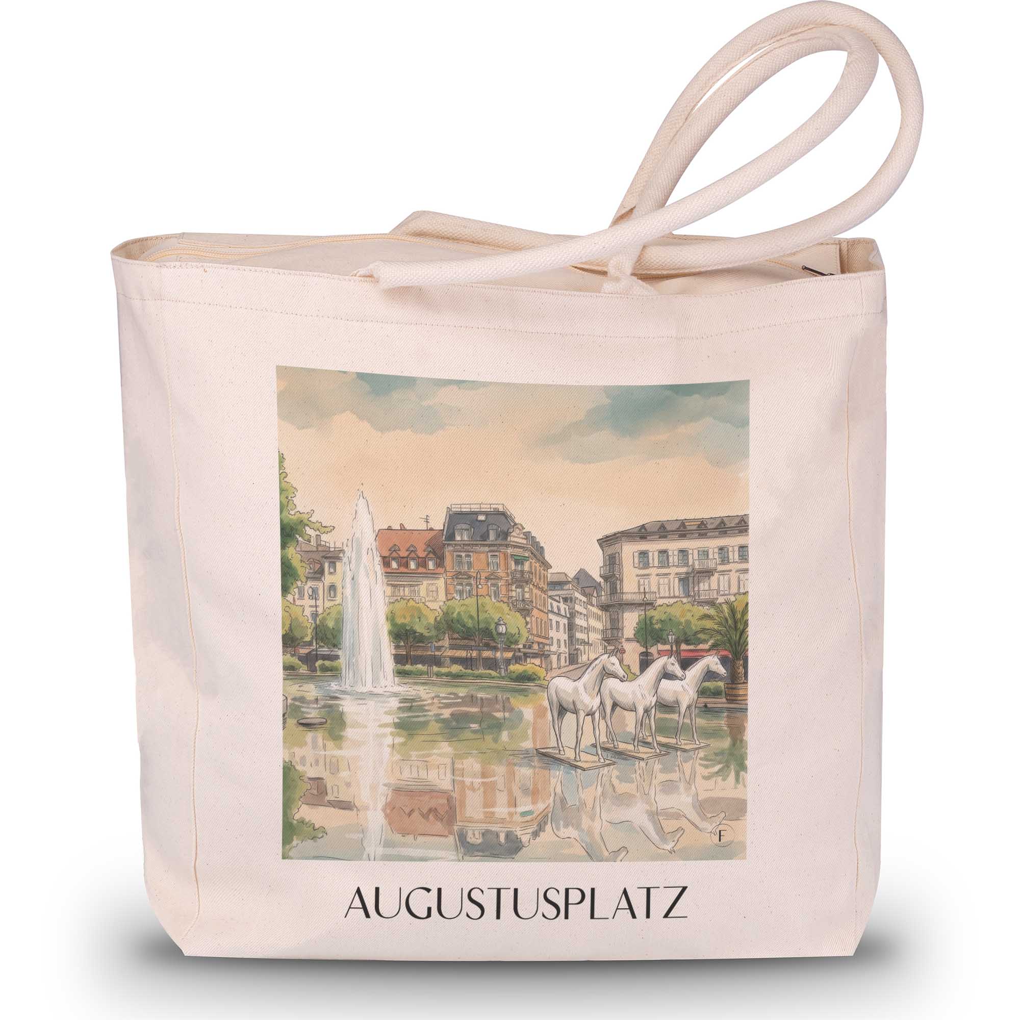 Augustusplatz Shopping Tasche - Baden-Baden - Deutschland Tote Bag - Einkaufstasche im Aquarell Stil - favplace