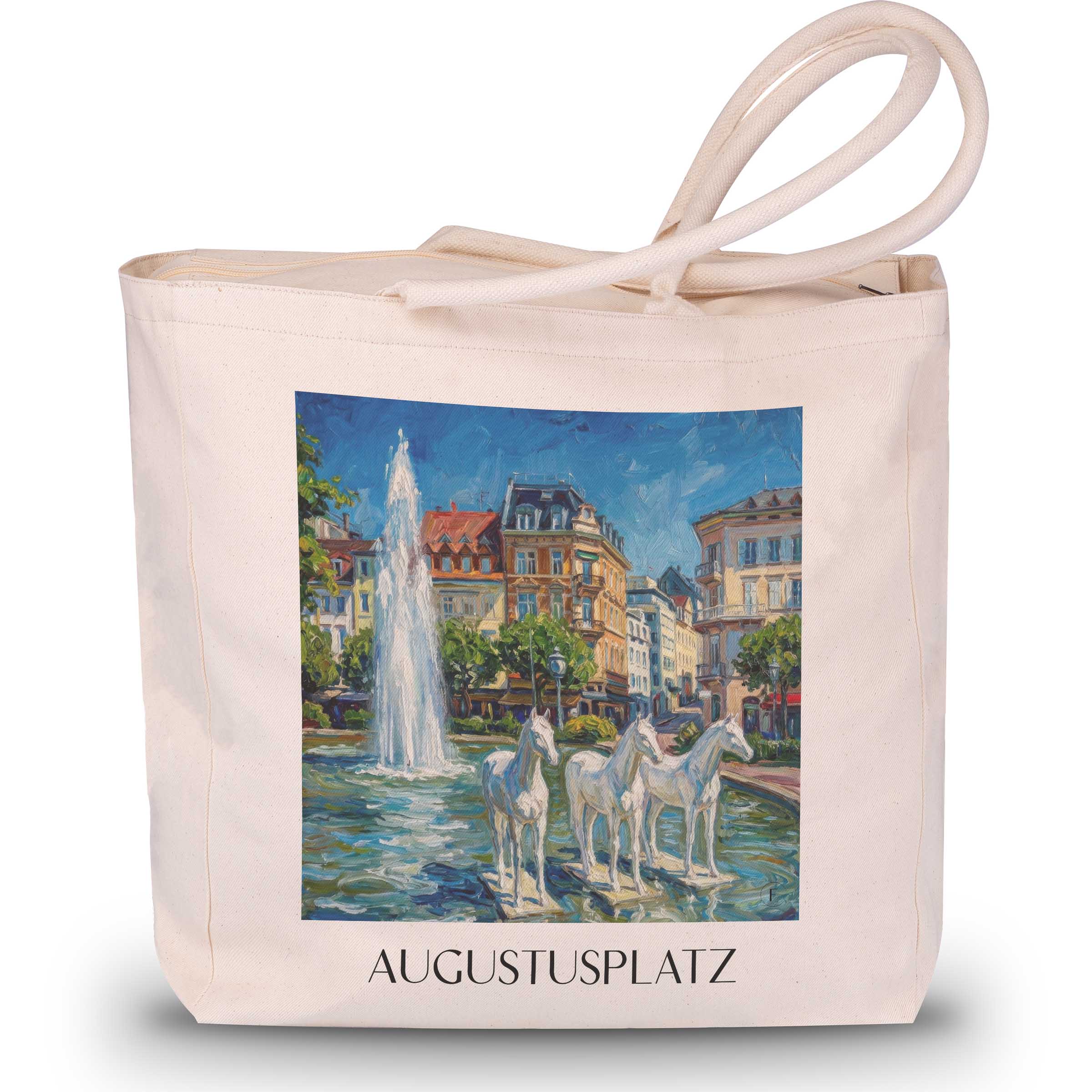 augustusplatz-baden-baden-deutschland-einkaufstasche-oil-painting-oelgemaelde