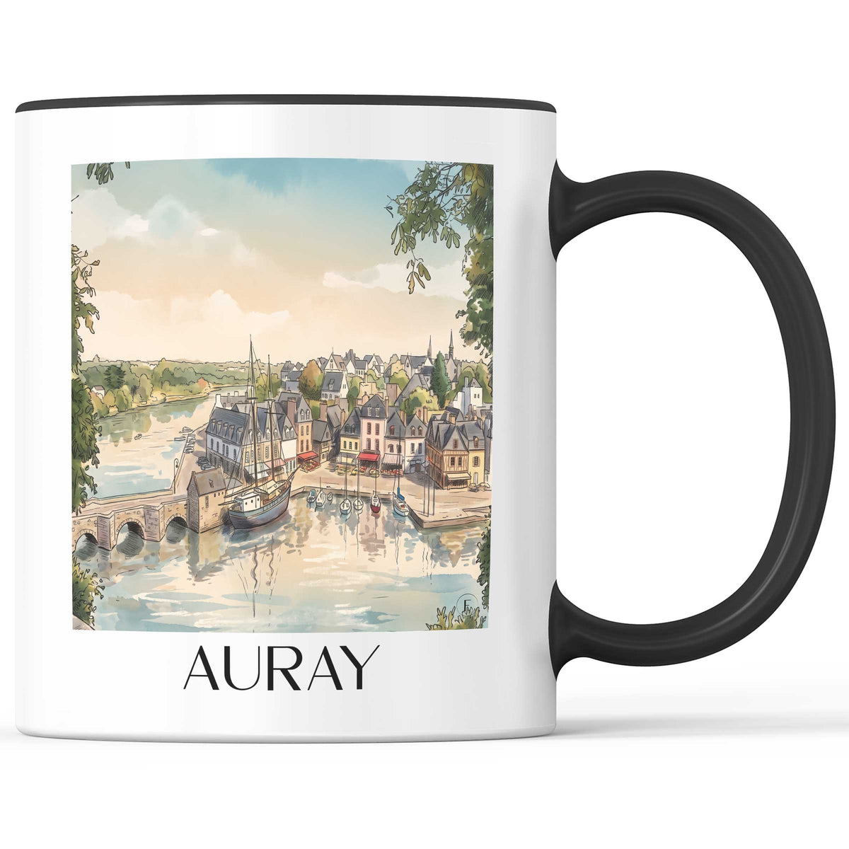 Auray Kaffeebecher - Golfe du Morbihan - Frankreich Becher - Kaffeetasse im Aquarell Stil - favplace
