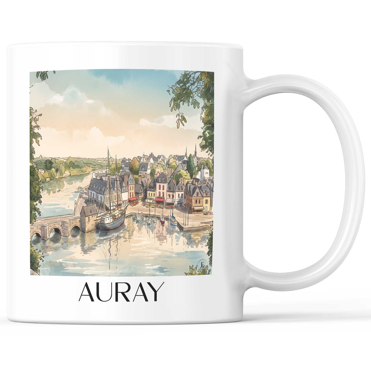 Auray Kaffeebecher - Golfe du Morbihan - Frankreich Becher - Kaffeetasse im Aquarell Stil - favplace