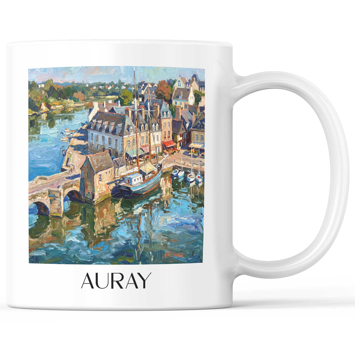 Auray Kaffeebecher - Golfe du Morbihan - Frankreich Becher - Kaffeetasse im Ölgemälde Stil - favplace