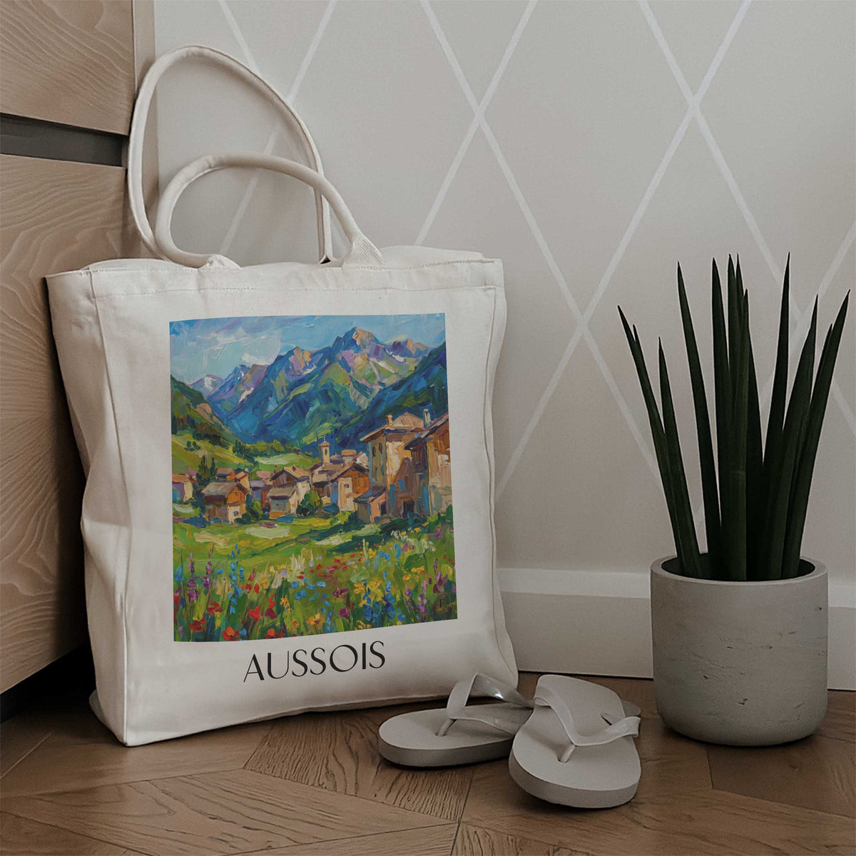aussois-maurienne-frankreich-einkaufstasche-oil-painting-oelgemaelde