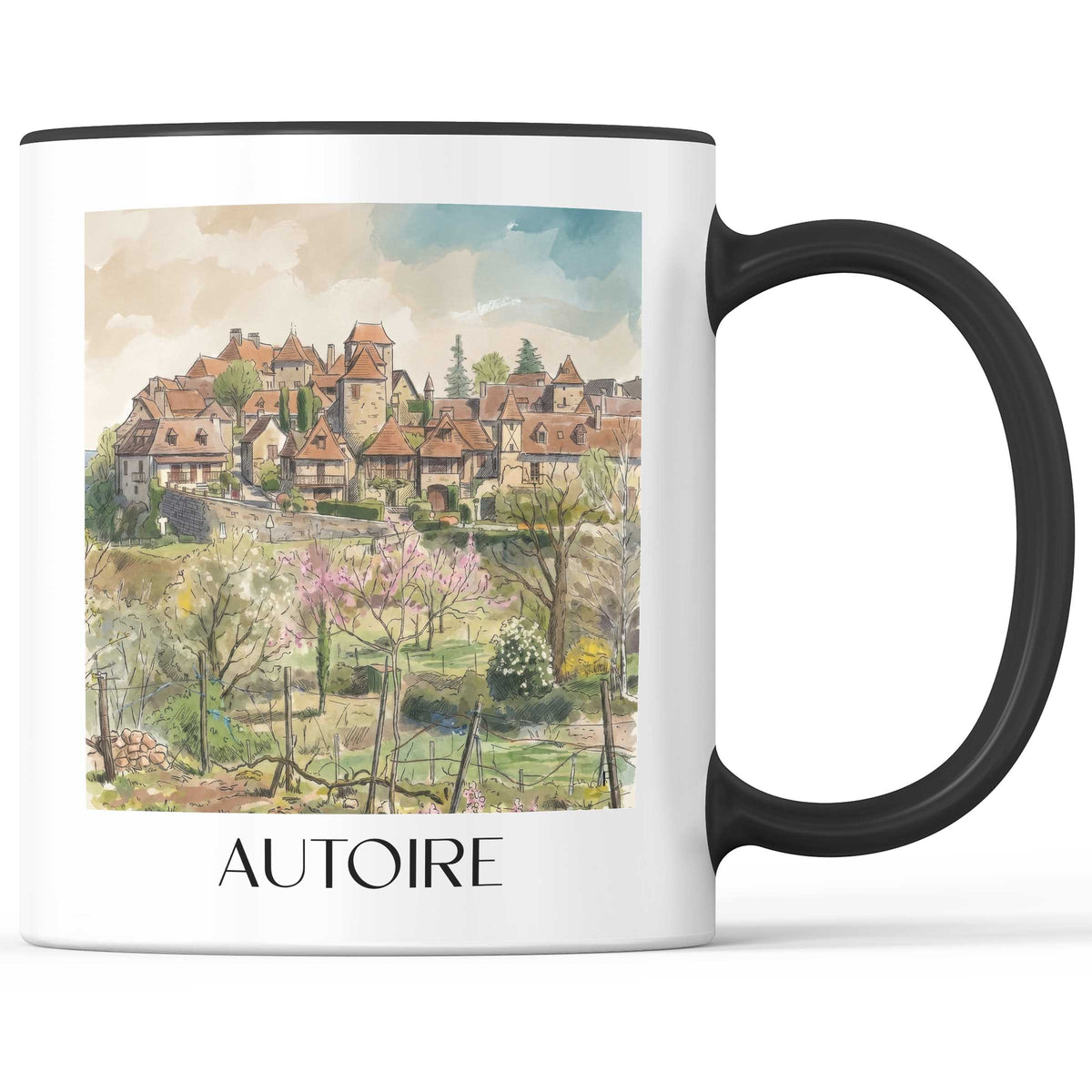 autoire-vallée-de-la-dordogne-frankreich-kaffeebecher-aquarell