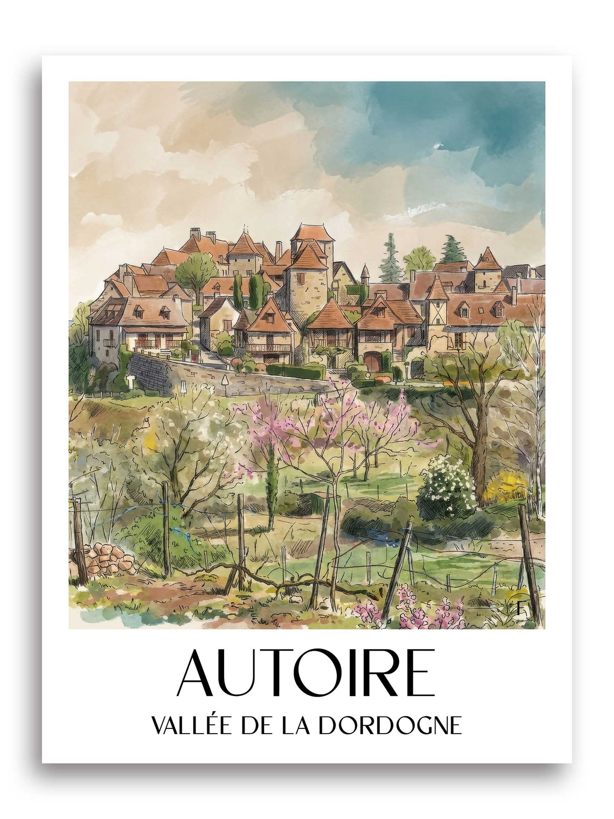 autoire-vallée-de-la-dordogne-frankreich-poster-aquarell