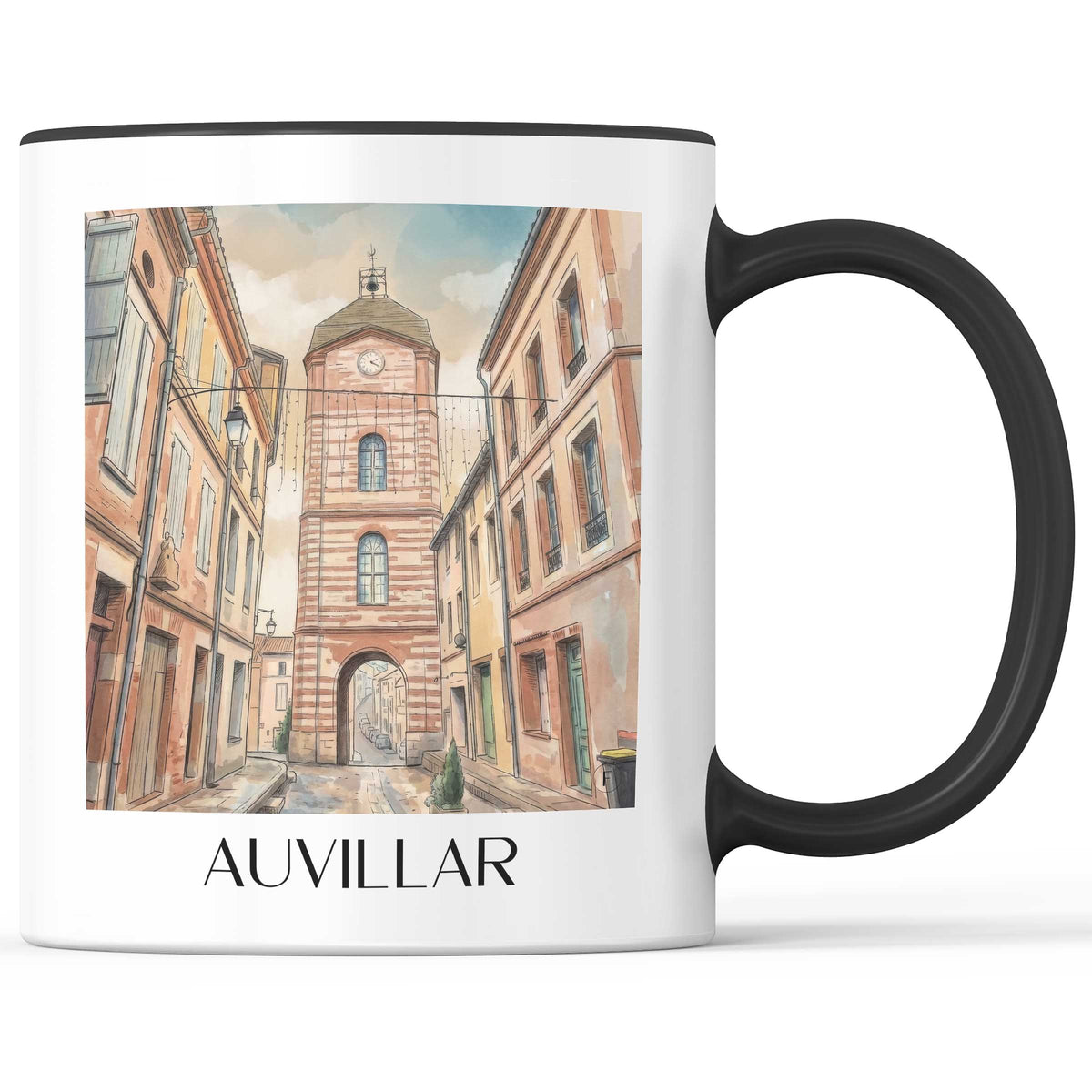 auvillar-okzitanien-frankreich-kaffeebecher-aquarell