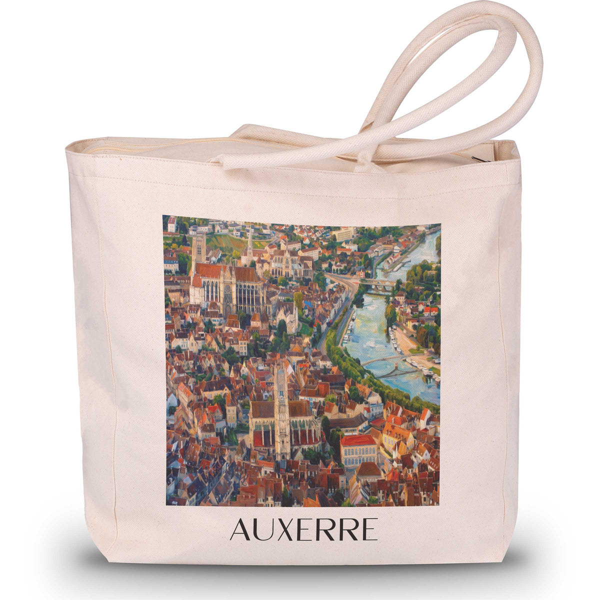 Auxerre Shopping Tasche - Bourgogne - Frankreich Tote Bag - Einkaufstasche im Ölgemälde Stil - favplace