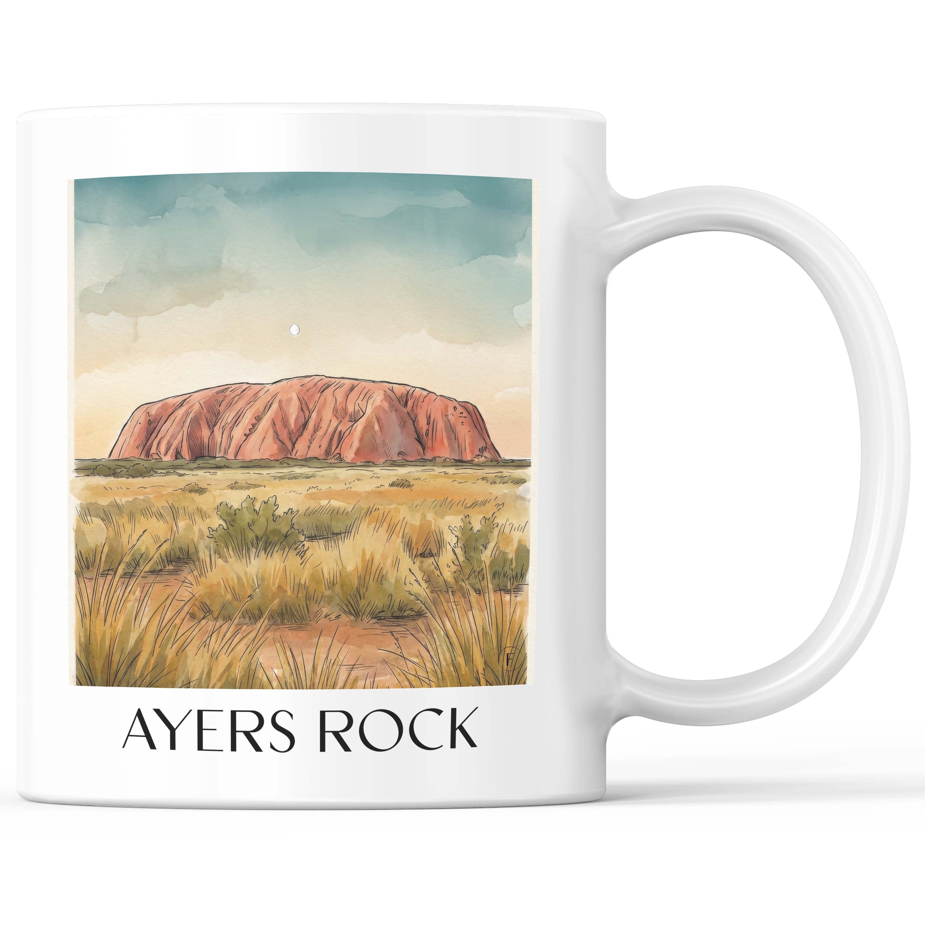 Ayers Rock - Australien Becher - Kaffeetasse im Aquarell Stil - favplace