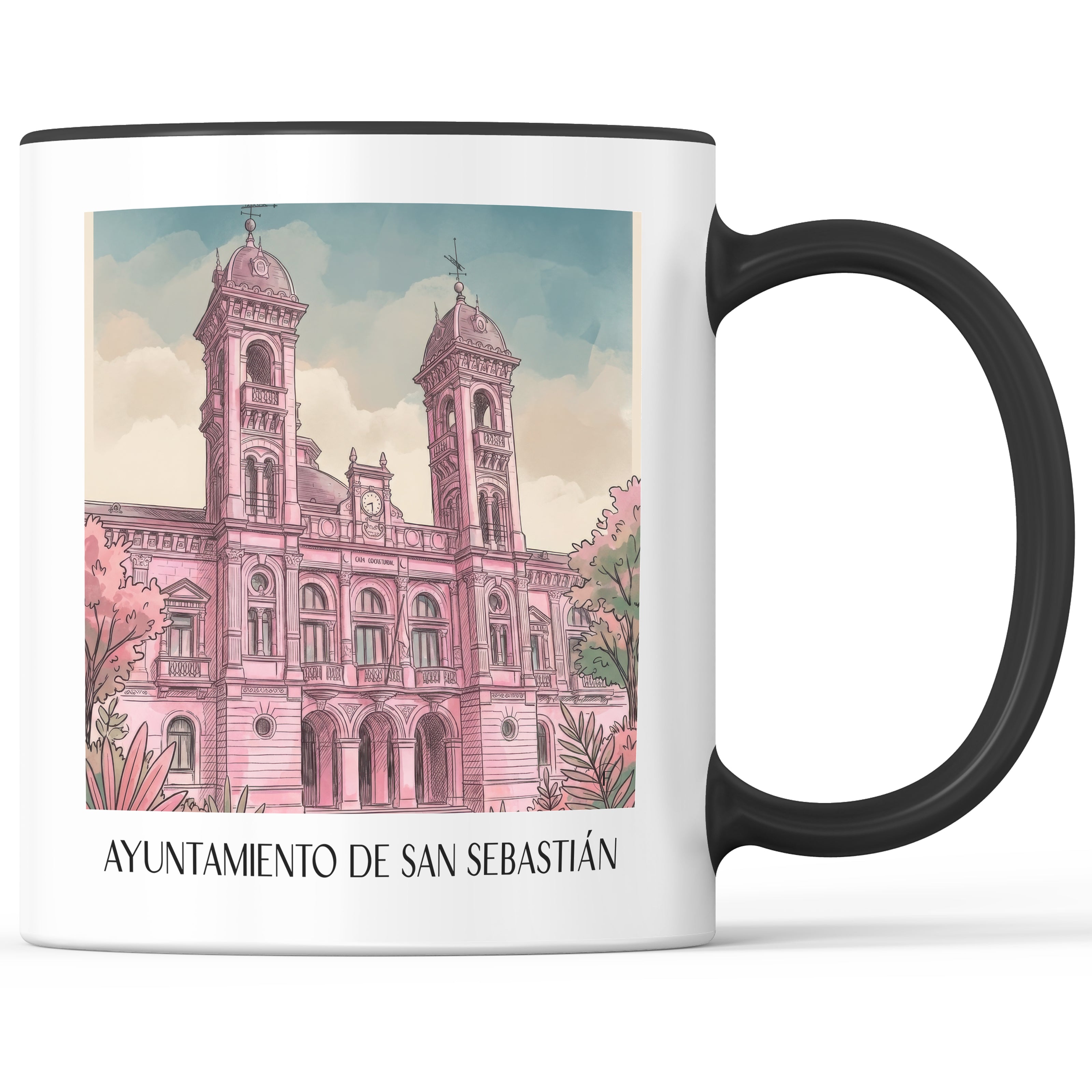 ayuntamiento-de-san-sebastián-spanien-spanien-kaffeebecher-aquarell-pink-rosa