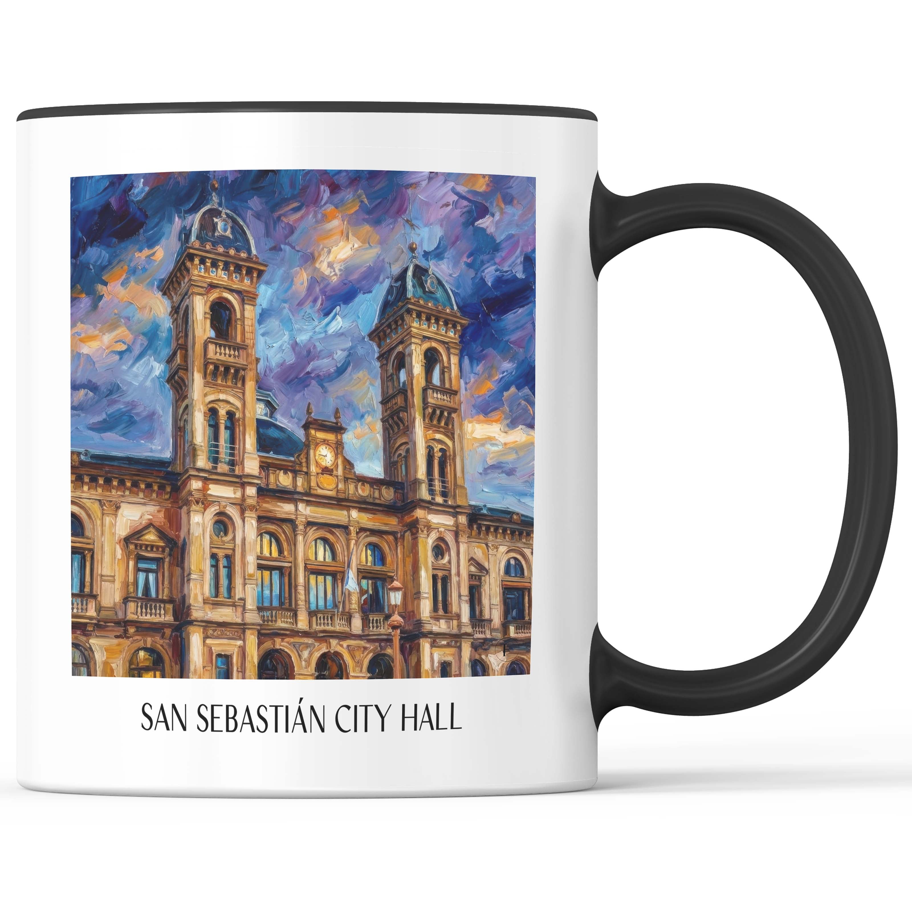 Ayuntamiento de San Sebastián Kaffeebecher - Spanien - Spanien Becher - Kaffeetasse im Ölgemälde Stil - favplace