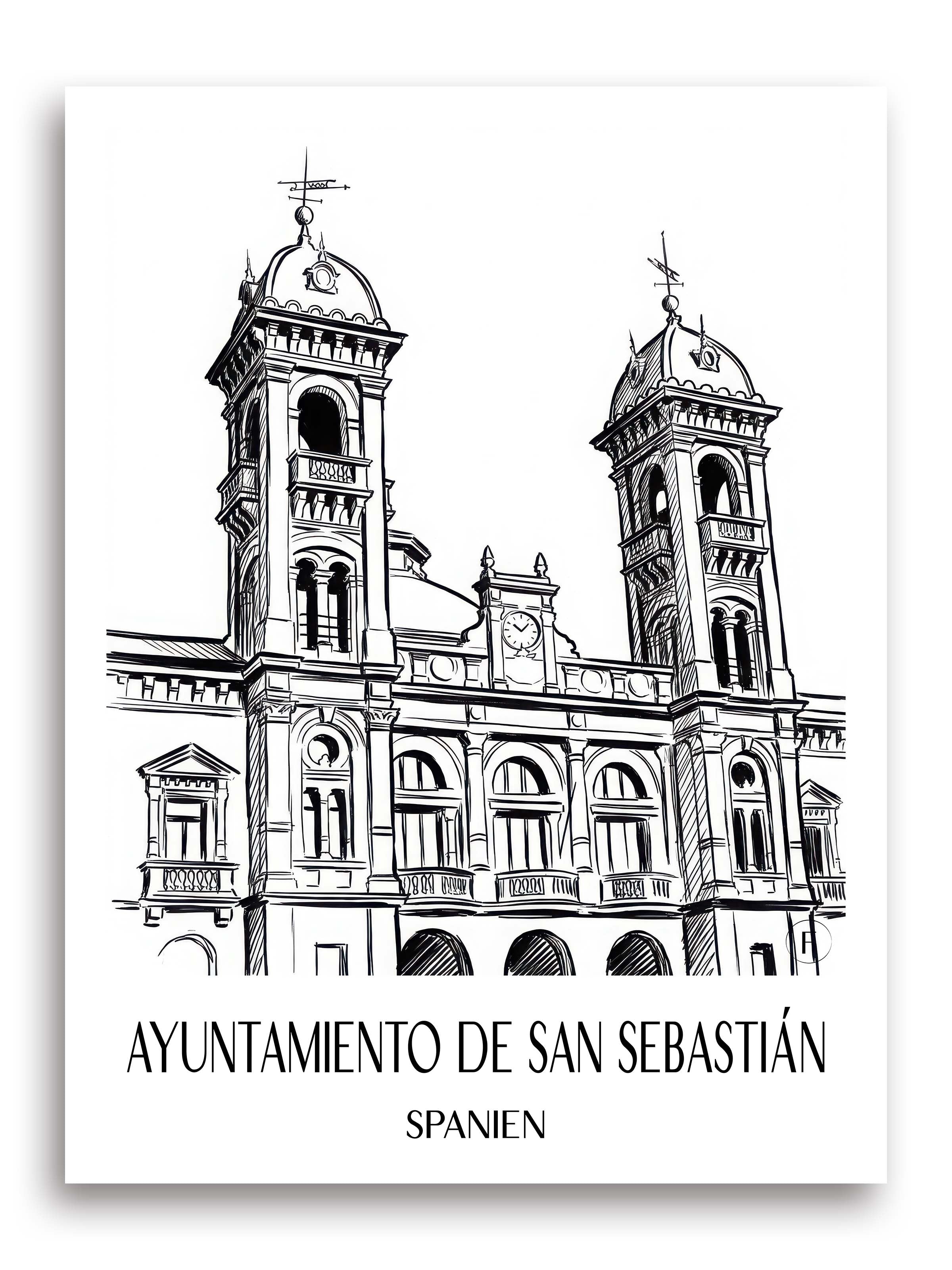 ayuntamiento-de-san-sebastián-spanien-spanien-poster-skizze