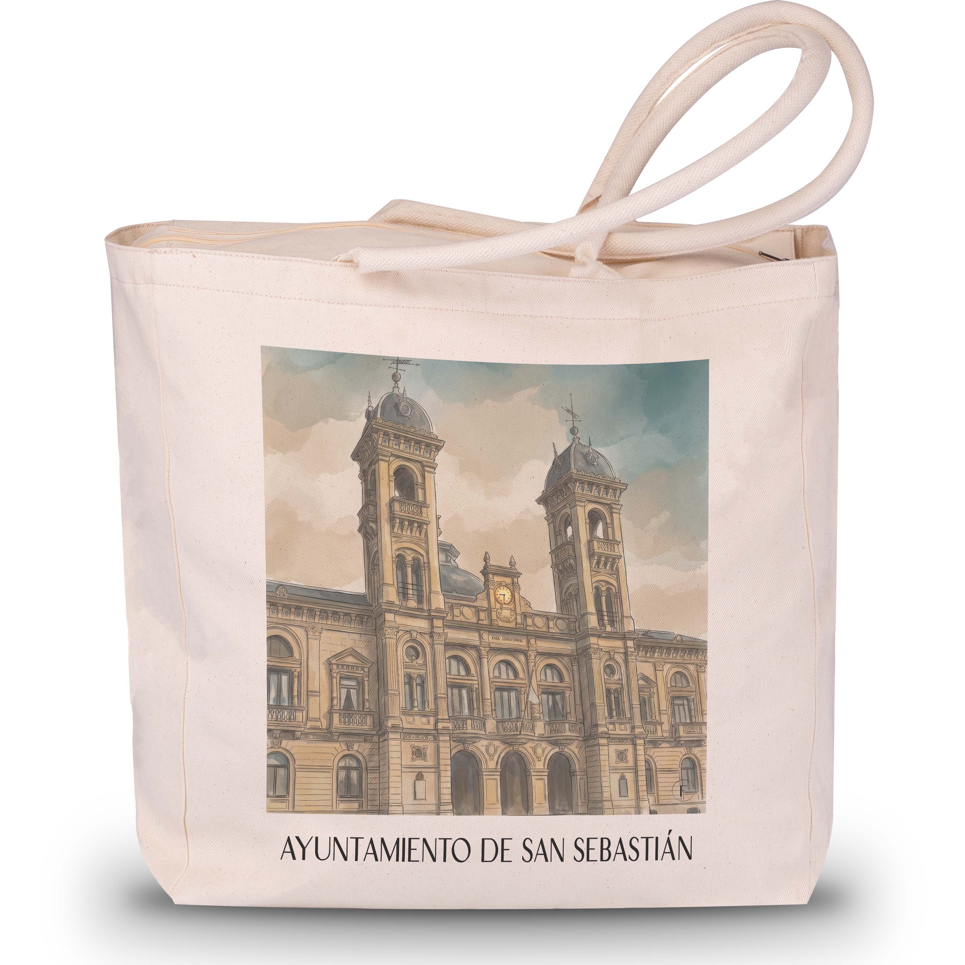 ayuntamiento-de-san-sebastián-spanien-spanien-einkaufstasche-aquarell