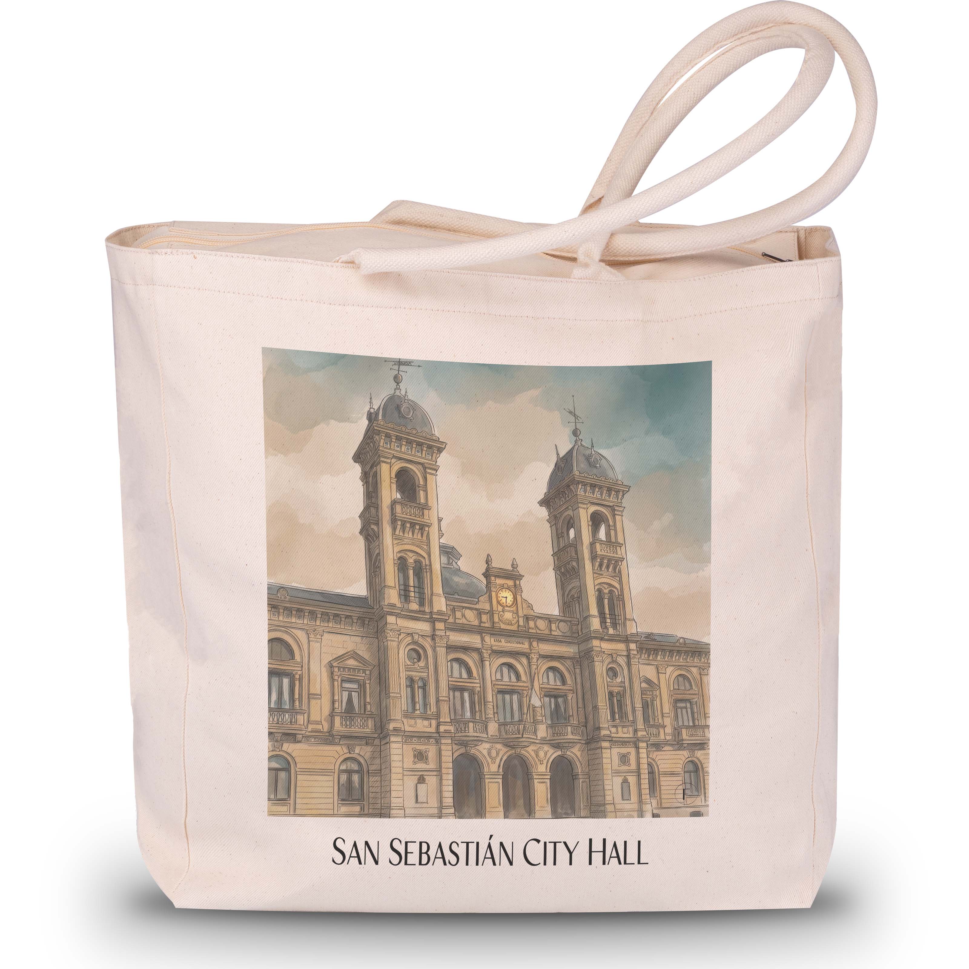 Ayuntamiento de San Sebastián Shopping Tasche - Spanien - Spanien Tote Bag - Einkaufstasche im Aquarell Stil - favplace