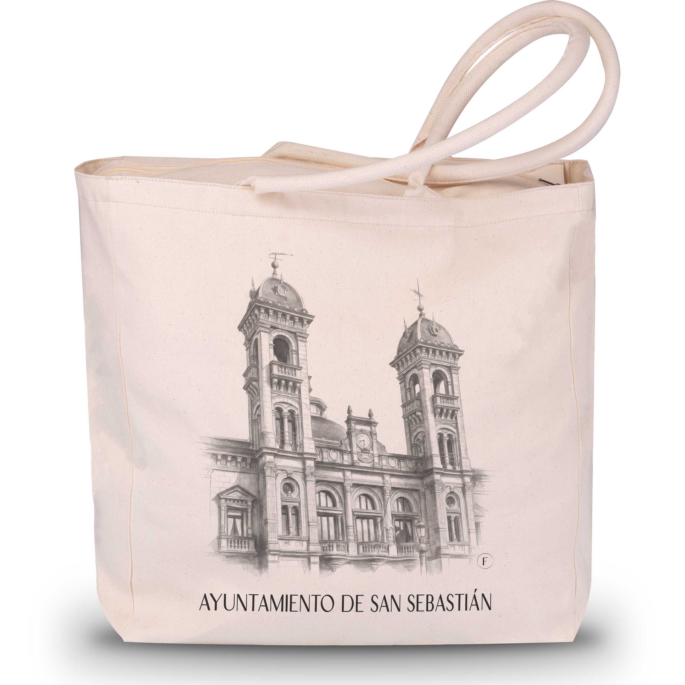 ayuntamiento-de-san-sebastián-spanien-spanien-einkaufstasche-bleistift-zeichnung-drawing
