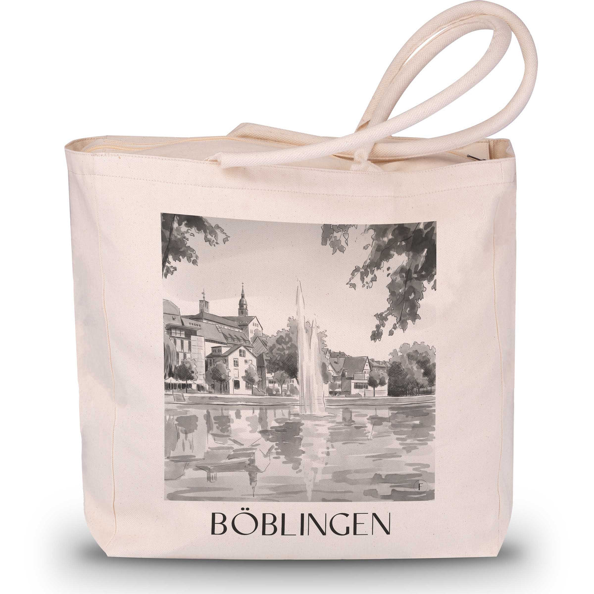 Böblingen - Deutschland Tote Bag - Einkaufstasche im Aquarell Schwarz-Weiß Stil - favplace