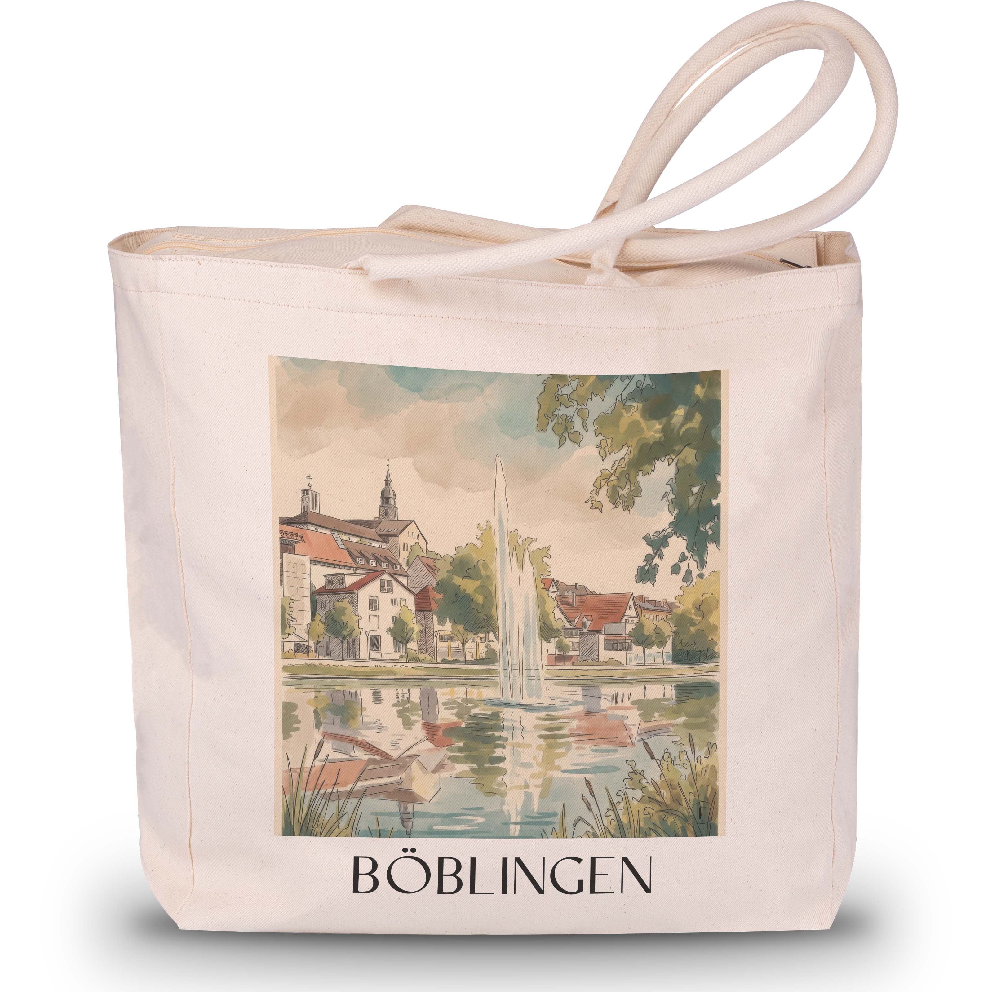 Böblingen - Deutschland Tote Bag - Einkaufstasche im Aquarell Stil - favplace