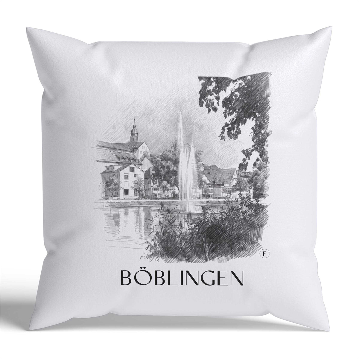 Böblingen Kissenhülle - Zierkissen Bezug - Deutschland - Deutschland Kissen bzw. Kissenbezug im Zeichnung Stil - favplace