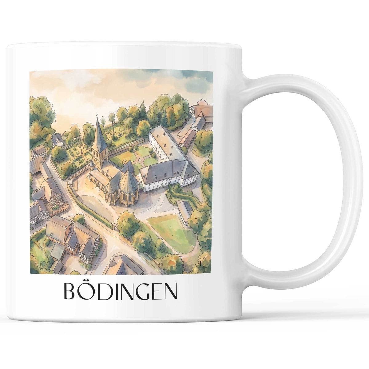 Bödingen Kaffeebecher - Bergisches Land - Deutschland Becher - Kaffeetasse im Aquarell Stil