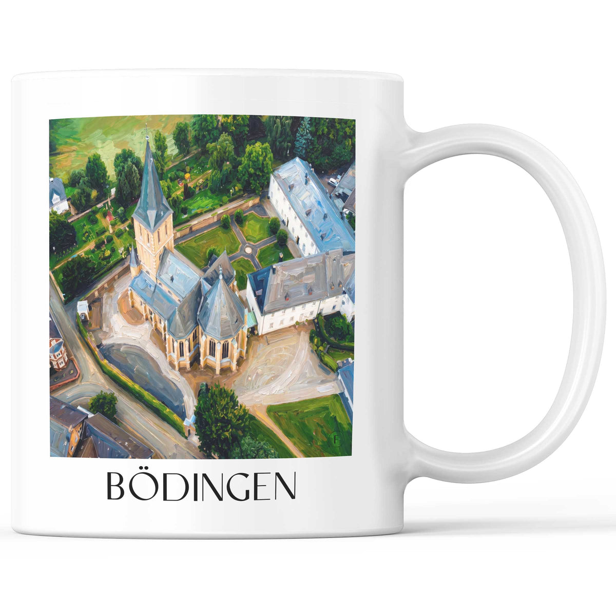 Bödingen Kaffeebecher - Bergisches Land - Deutschland Becher - Kaffeetasse im Ölgemälde Stil