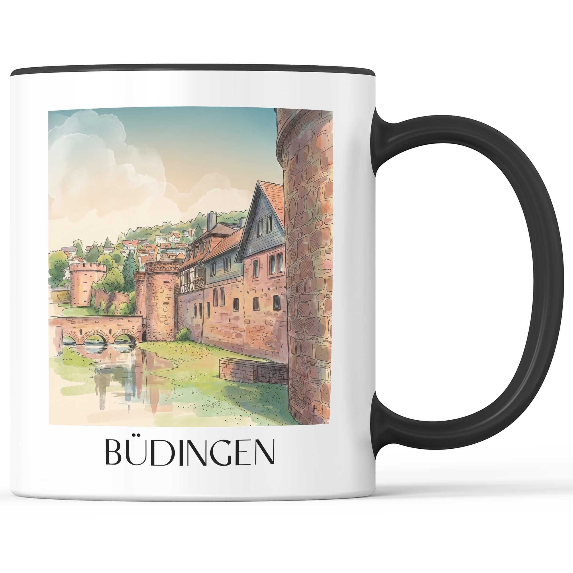 büdingen-wetterau-deutschland-kaffeebecher-aquarell