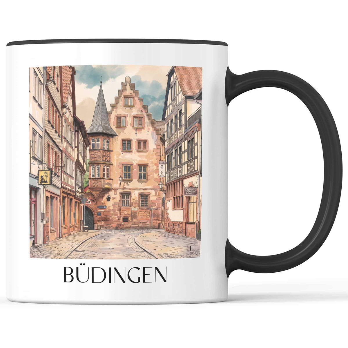 büdingen-wetterau-deutschland-kaffeebecher-aquarell